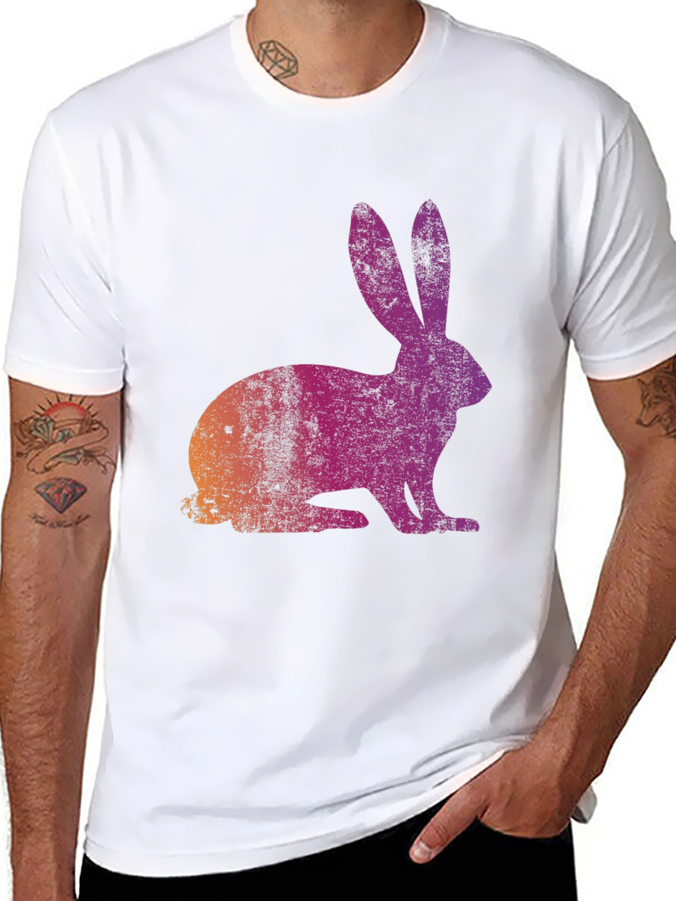 Black Retro Rabbit Graphic Tee view 8