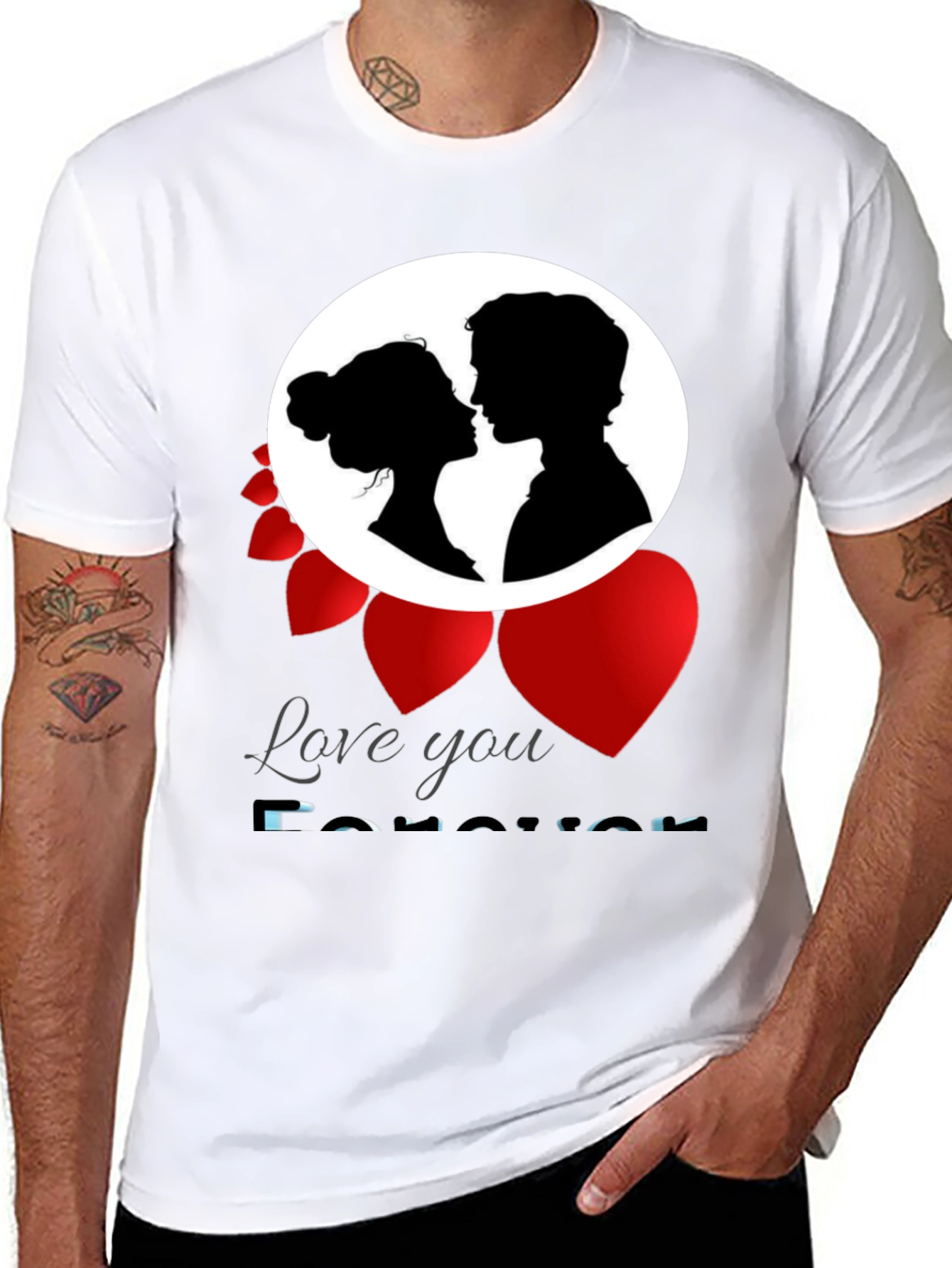 Black Love You Forever T-Shirt Romance Valentine's Gift view 8