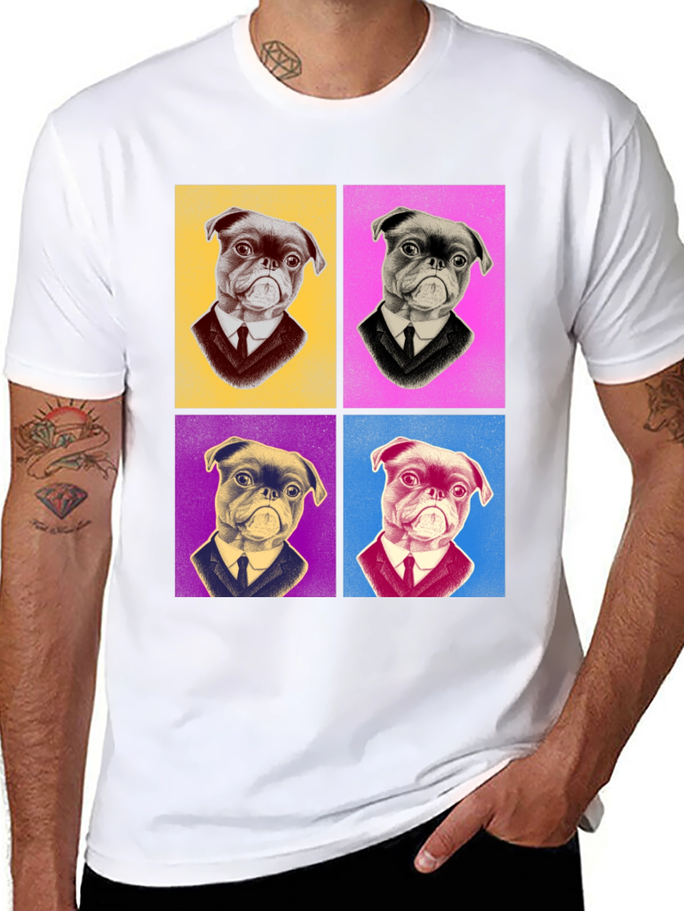 Black Pop Art Pug T-Shirt - Stylish Graphic Tee view 8