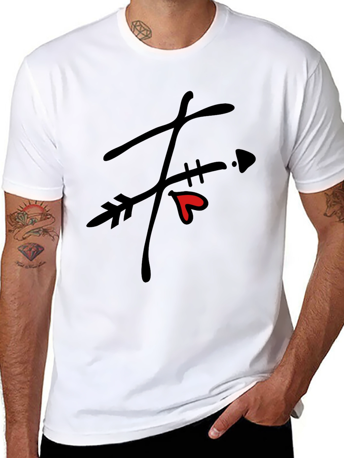 Black Arrow Heart Graphic Black T-Shirt view 8