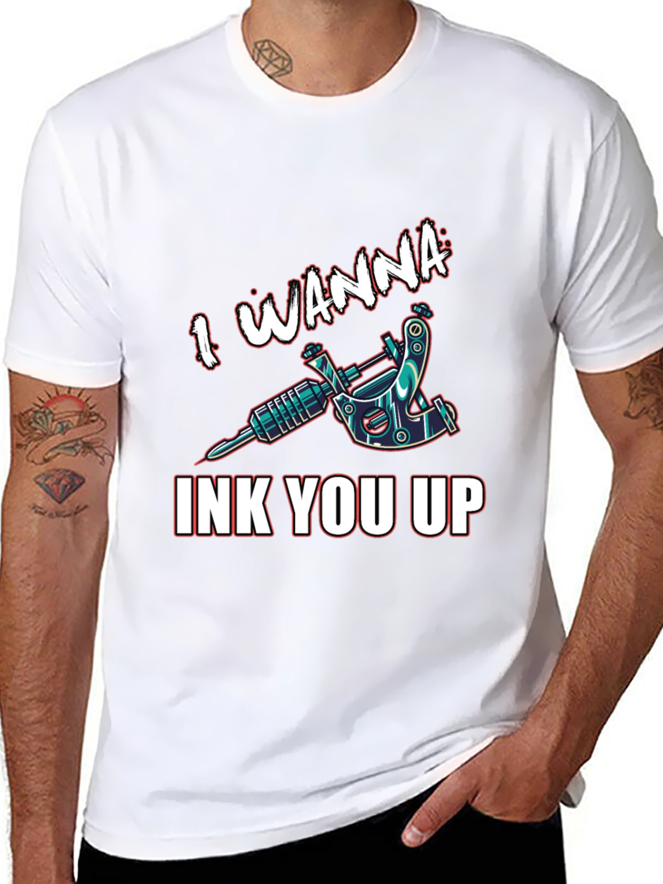 Black I Wanna Ink You Up Tattoo T-Shirt - Black Cotton view 8