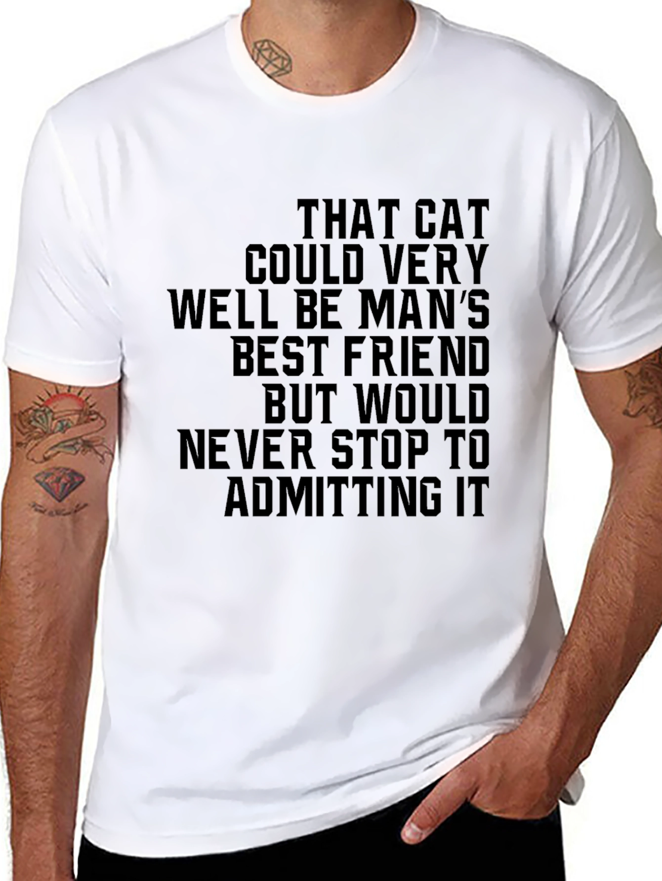 Black Funny Cat Lover T-Shirt - That Cat Could Be Man's Best Friend view 8