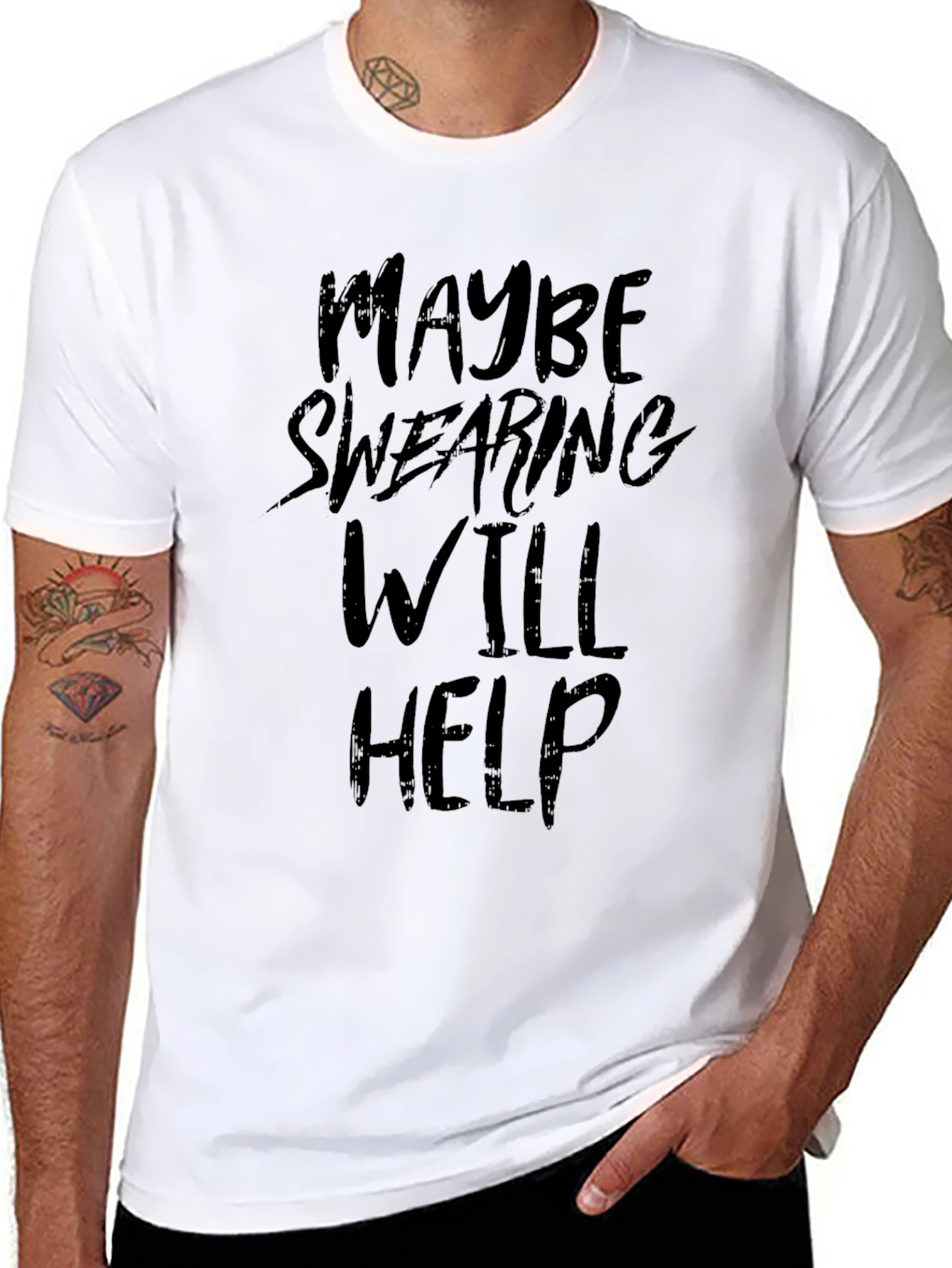 Black Maybe Swearing Will Help - Graphic Tee view 8
