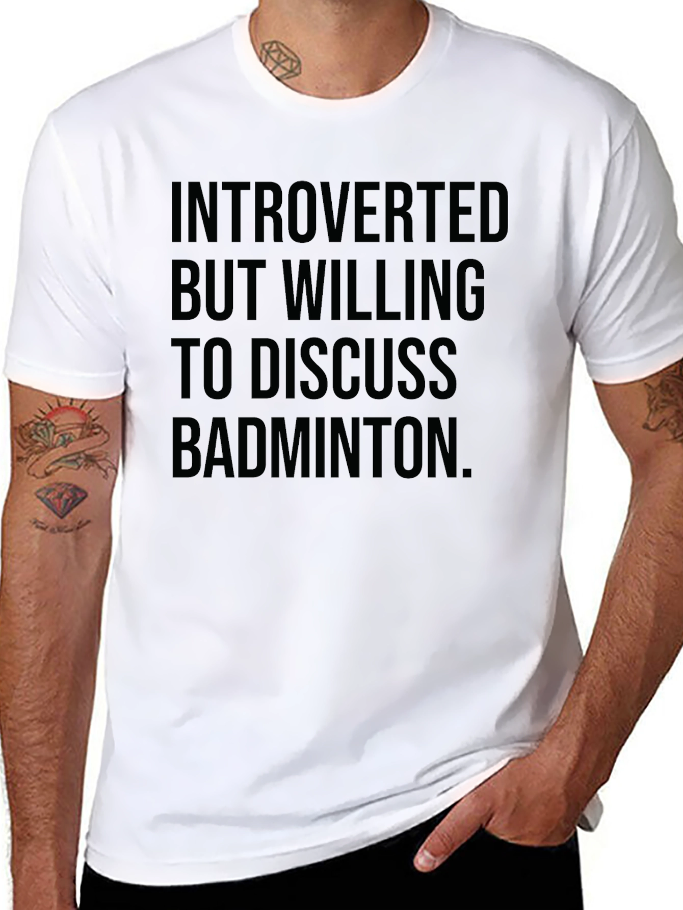 Black Introverted Badminton T-Shirt - Funny Badminton Lover Tee view 8