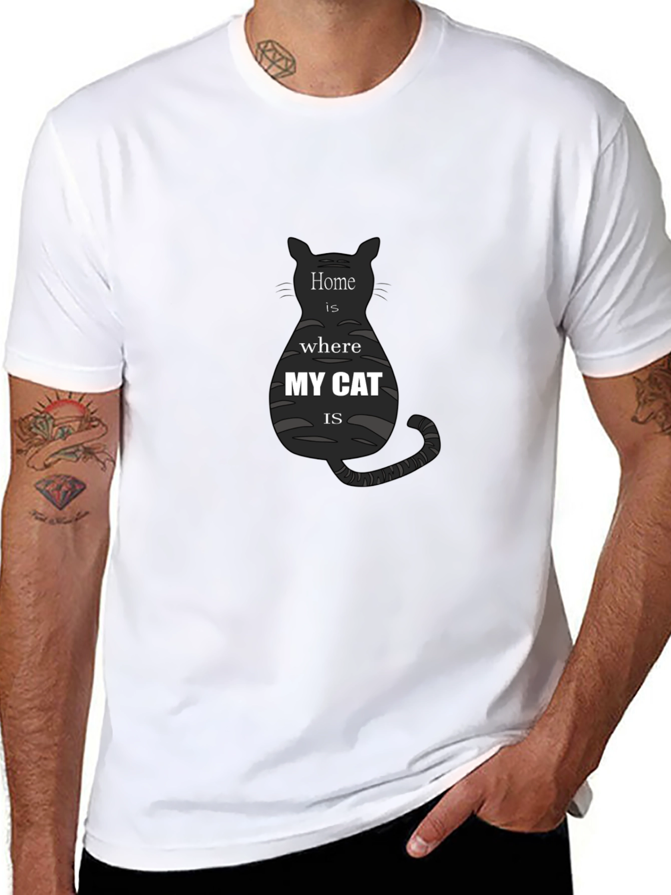Black Cat Lover T-Shirt - Home is Where My Cat Is view 8