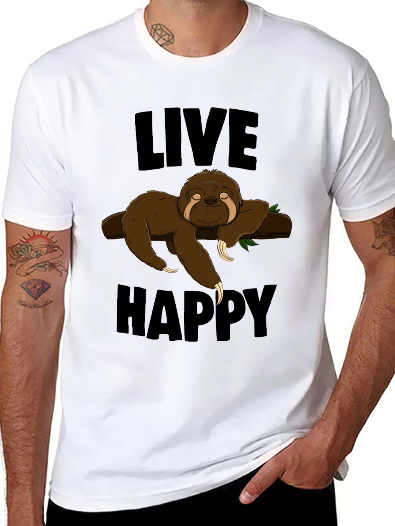 Black Live Happy Sloth Graphic T-Shirt - Comfort & Style view 8