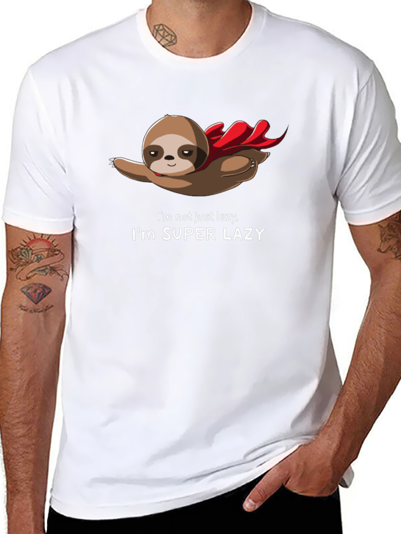 Black Super Lazy Sloth T-Shirt - Funny Animal Tee view 8