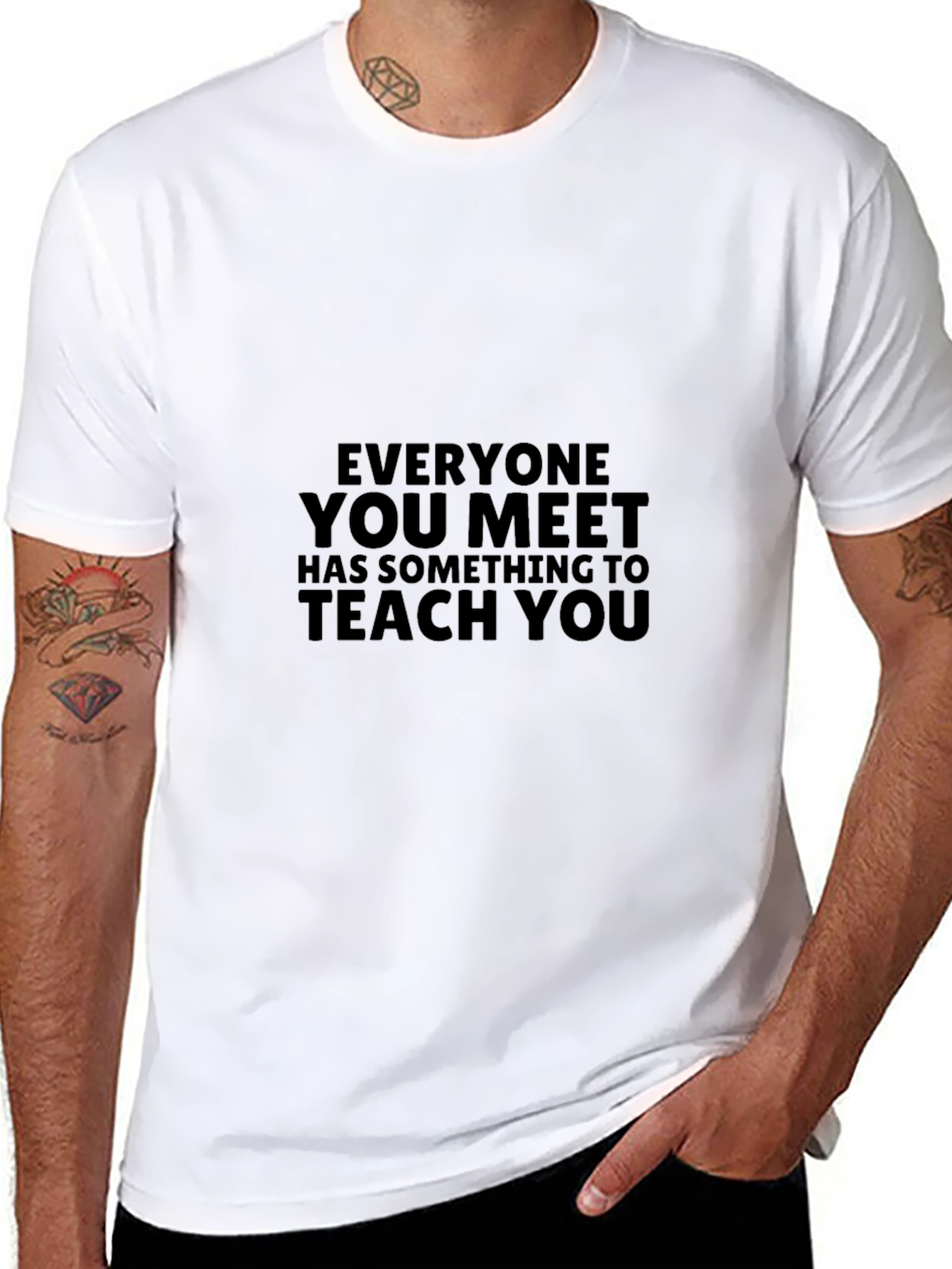 Black Everyone You Meet T-Shirt - Inspirational Quote Tee view 8