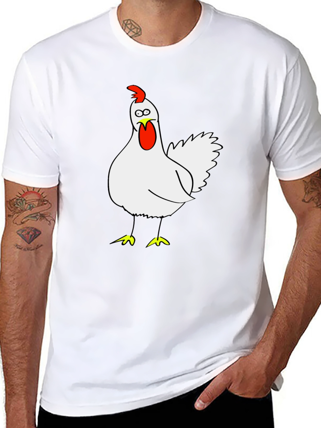Black Funny Chicken Graphic Tee - Black Cotton T-Shirt view 8