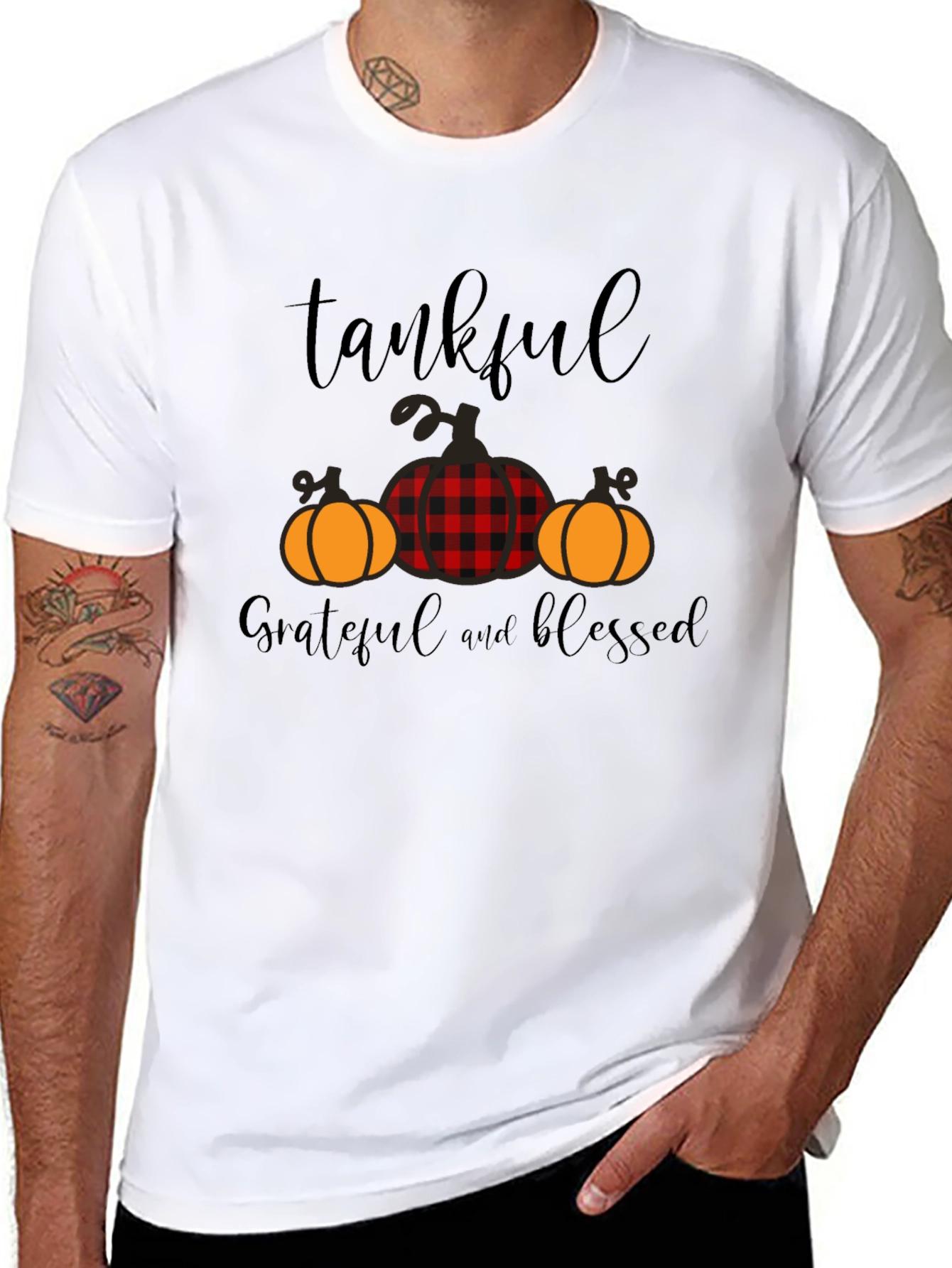 Thankful Grateful Blessed Pumpkin T-Shirt - 8