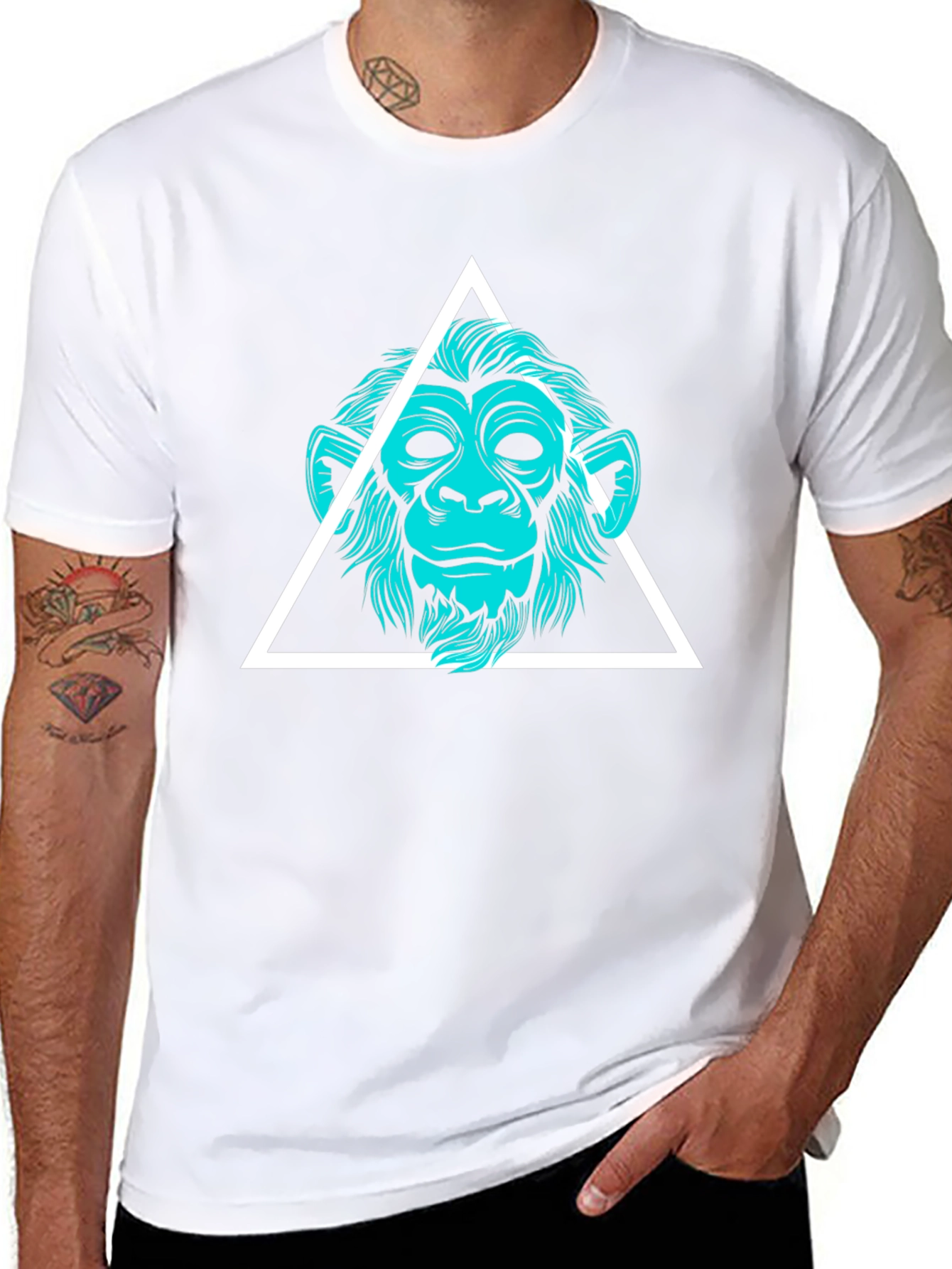 Black Geometric Monkey Graphic Tee view 8