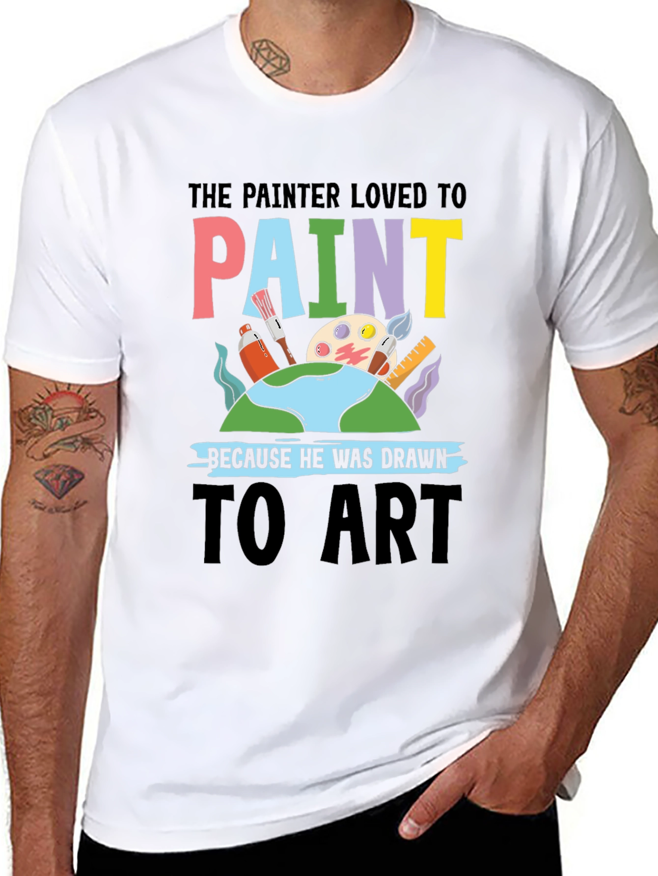 Black Painter Loved to Paint Graphic T-Shirt view 8