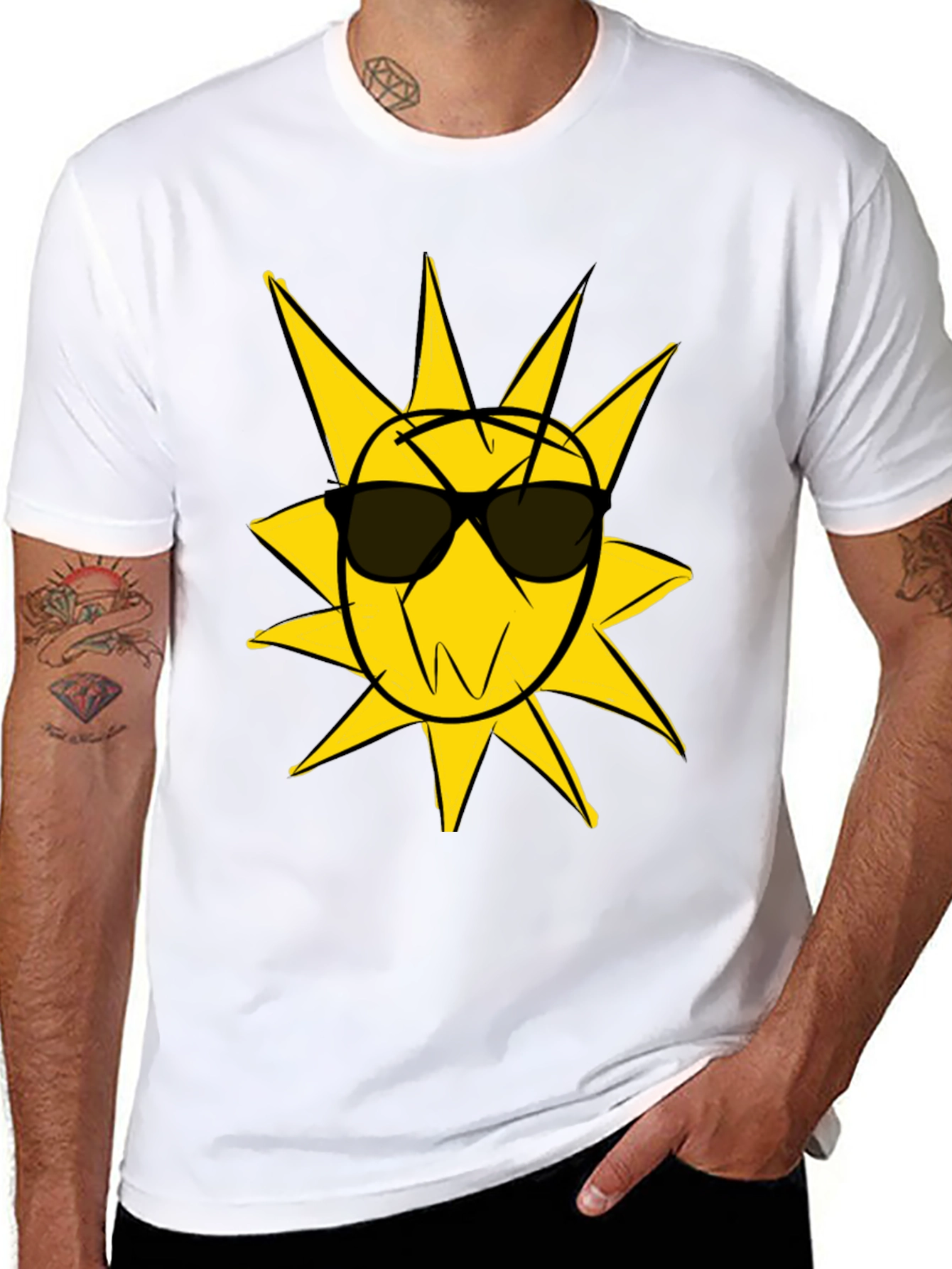 Black Cool Sun Graphic Black T-Shirt view 8