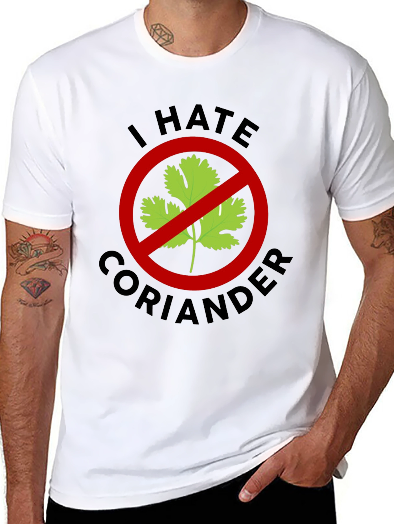 Black I Hate Coriander T-Shirt - Funny Foodie Tee view 8