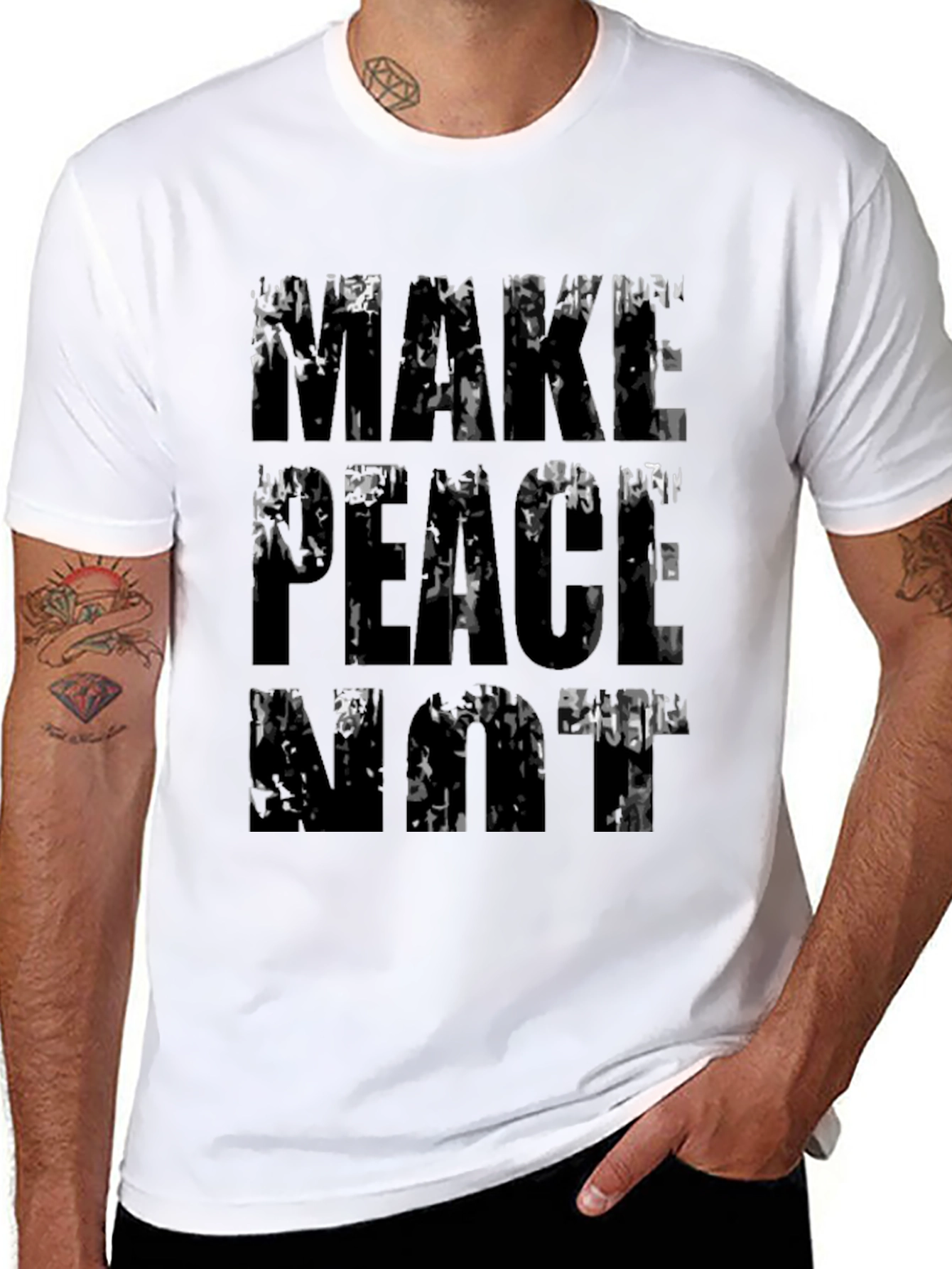 Black Make Peace Not War Graphic T-Shirt view 8