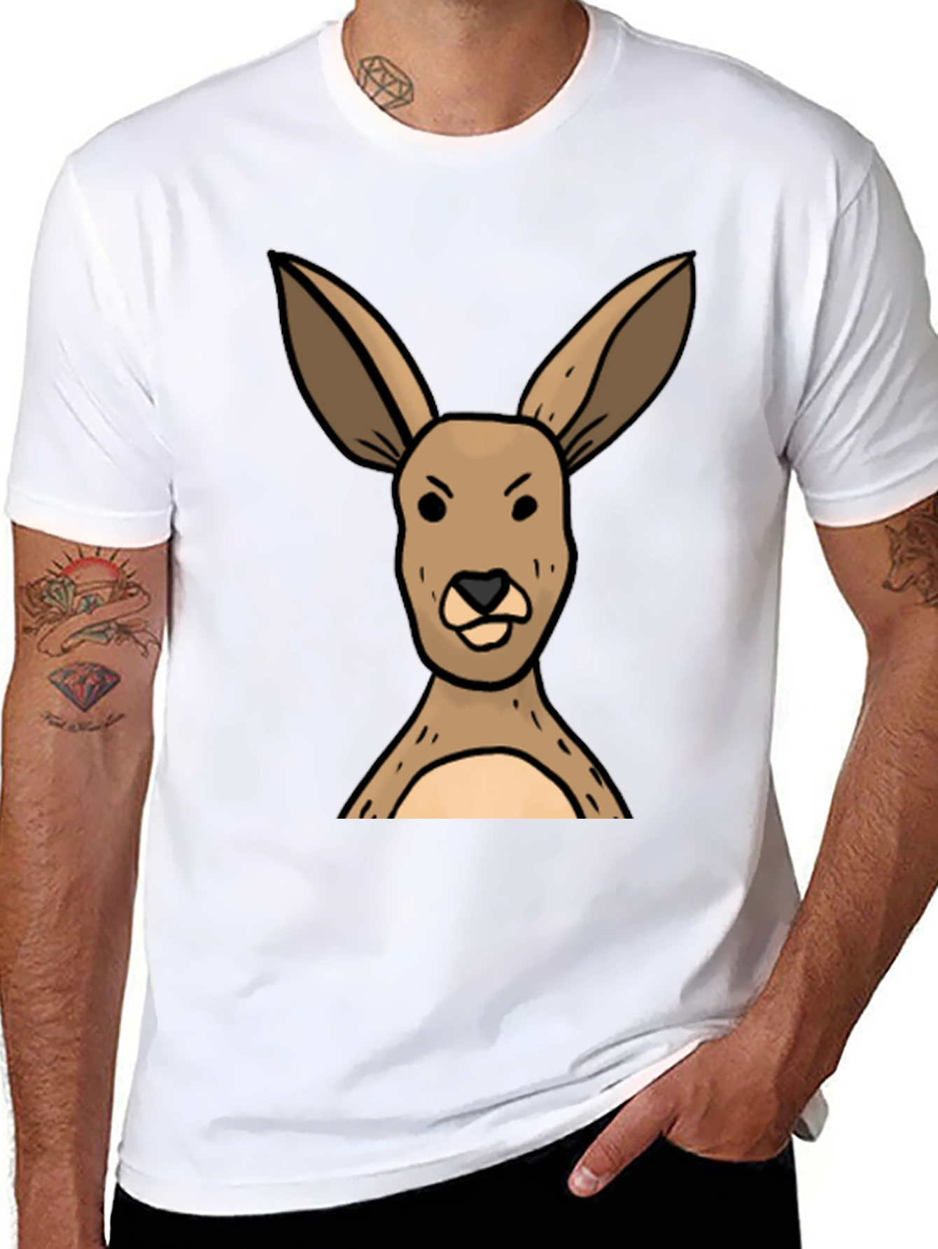 Black Funny Kangaroo Graphic Tee - Unisex Black T-Shirt view 8