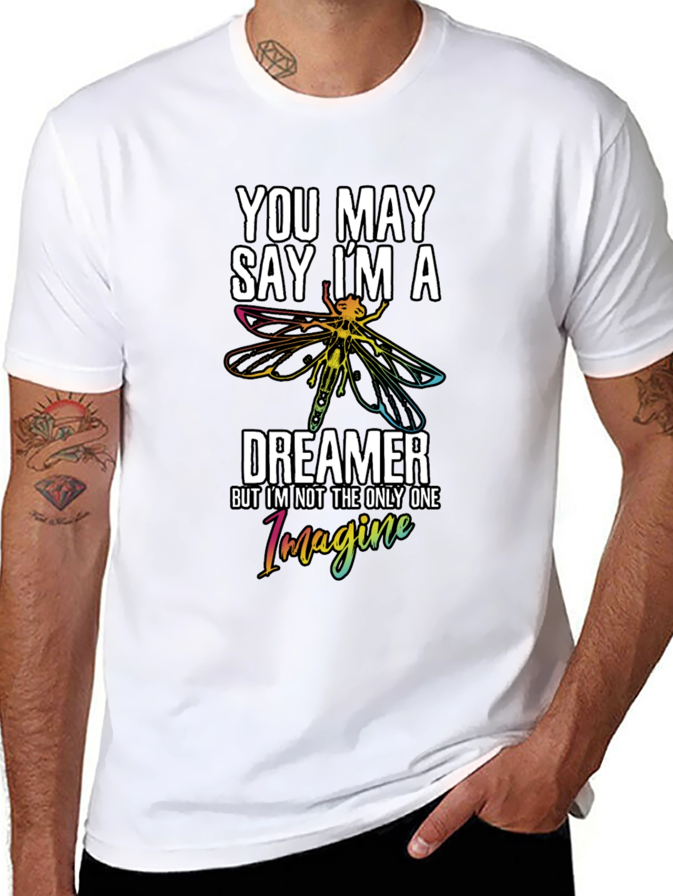 Black You May Say I'm a Dreamer Black Graphic Tee view 8