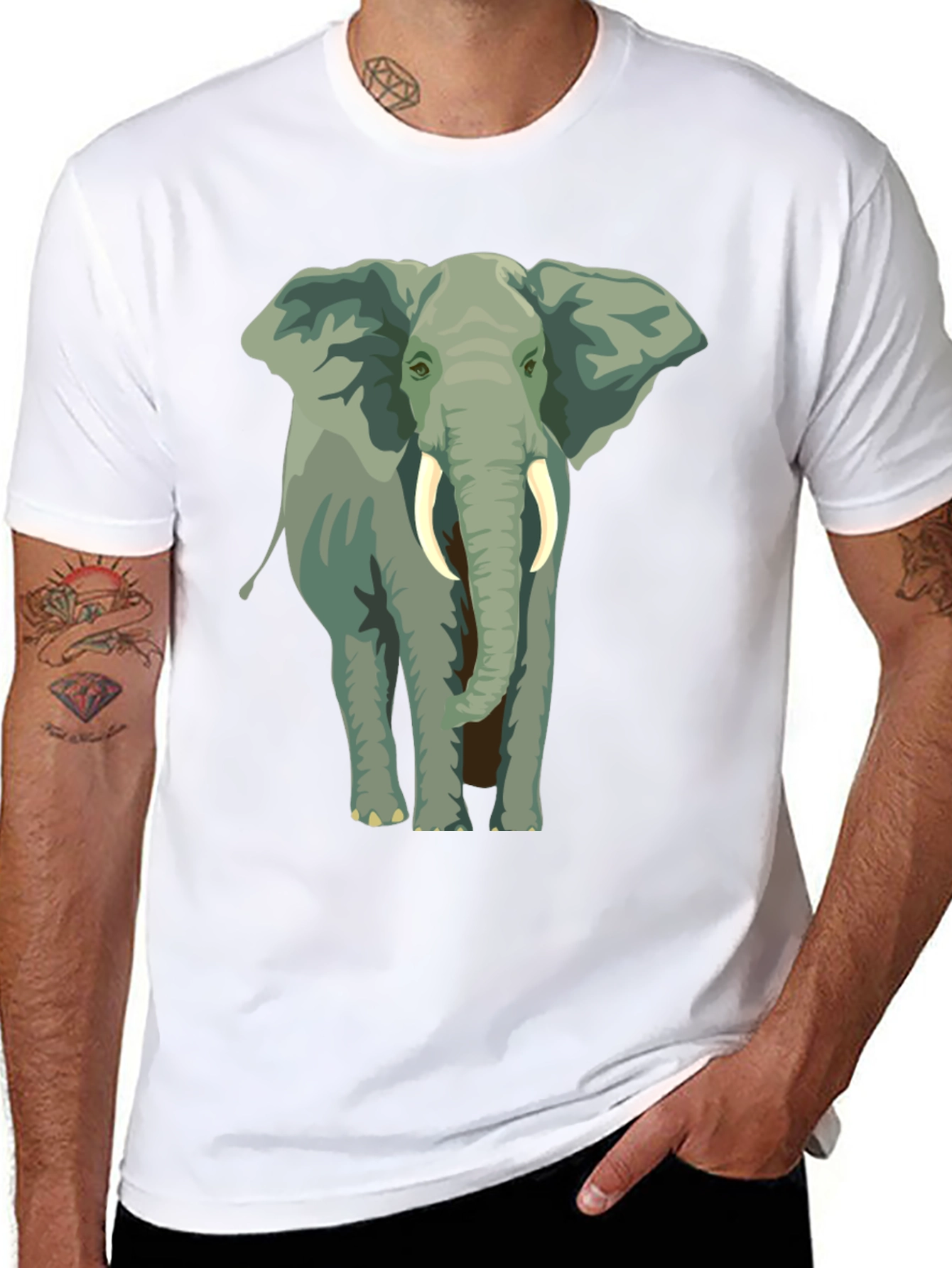 Black Elephant Graphic Print T-Shirt - Black view 8