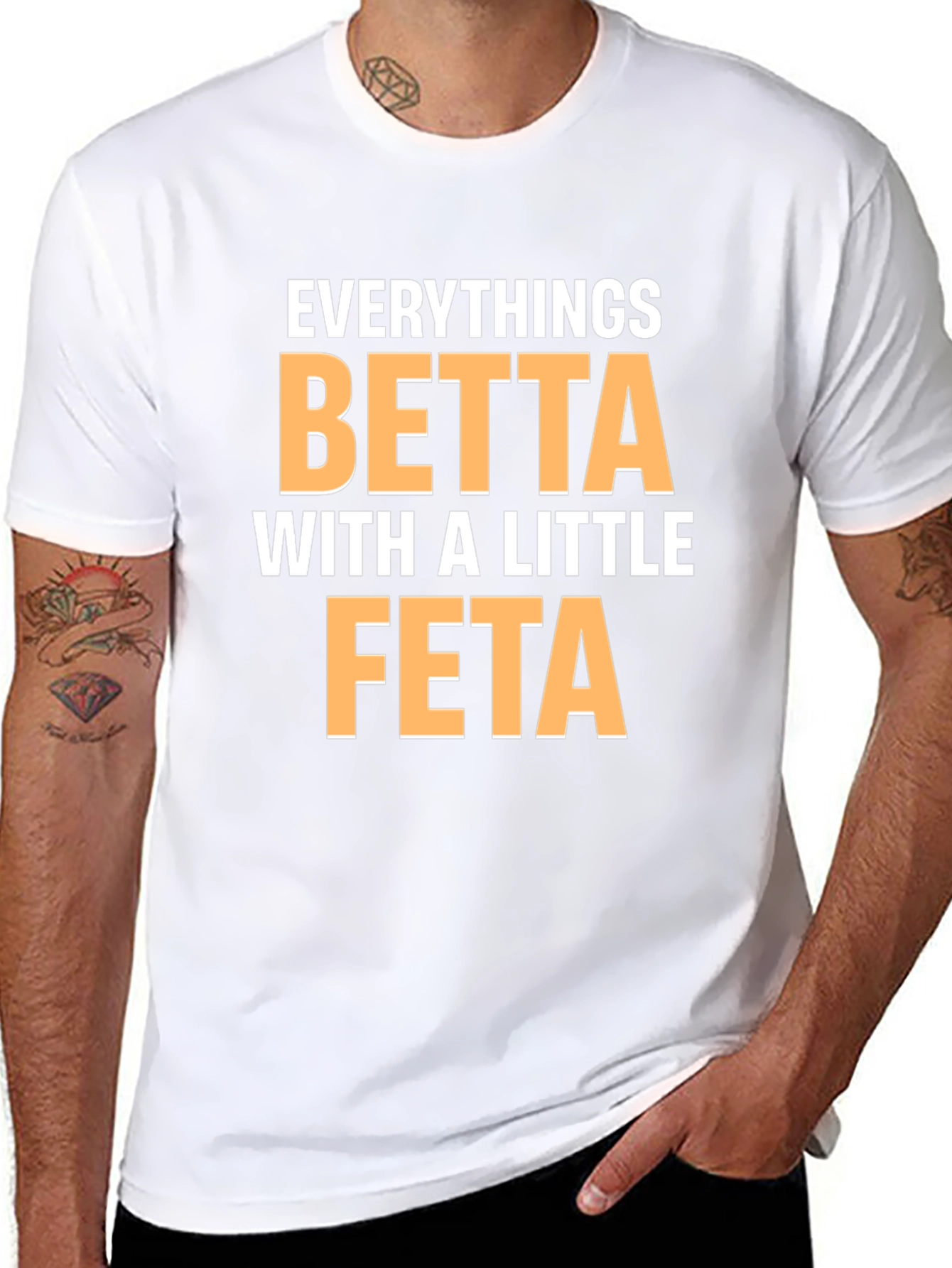 Black Everything's Betta With a Little Feta T-Shirt view 8