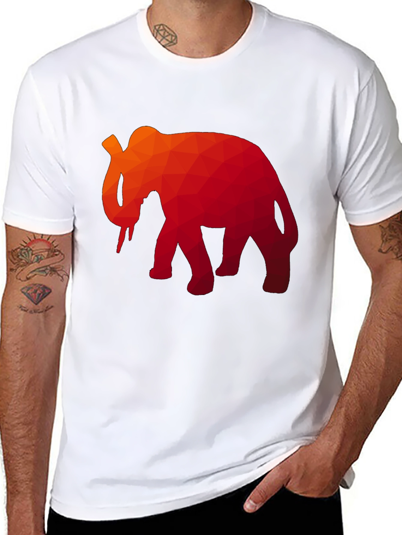 Geometric Elephant Graphic Tee - Modern Men's T-Shirt - 8