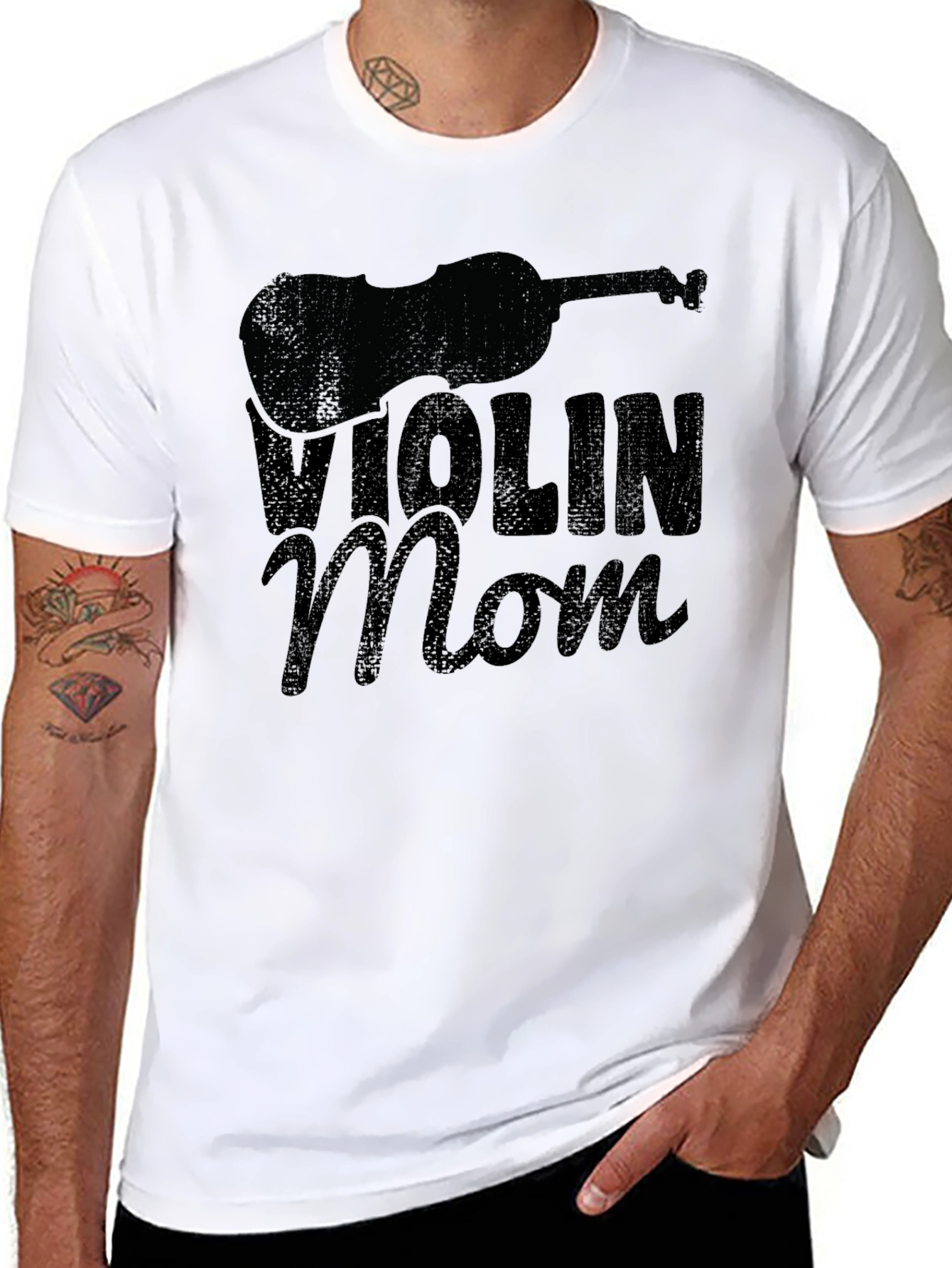 Black Violin Mom T-Shirt - Black view 8