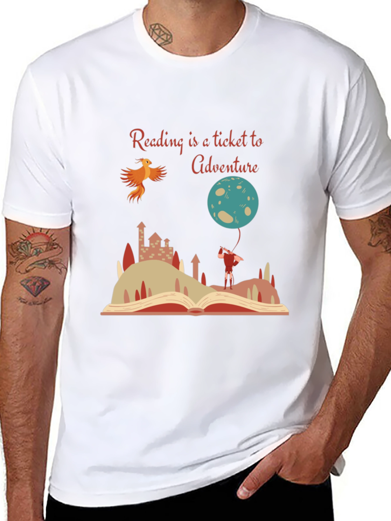 Black Reading Adventure Tee - Book Lover's T-Shirt view 8