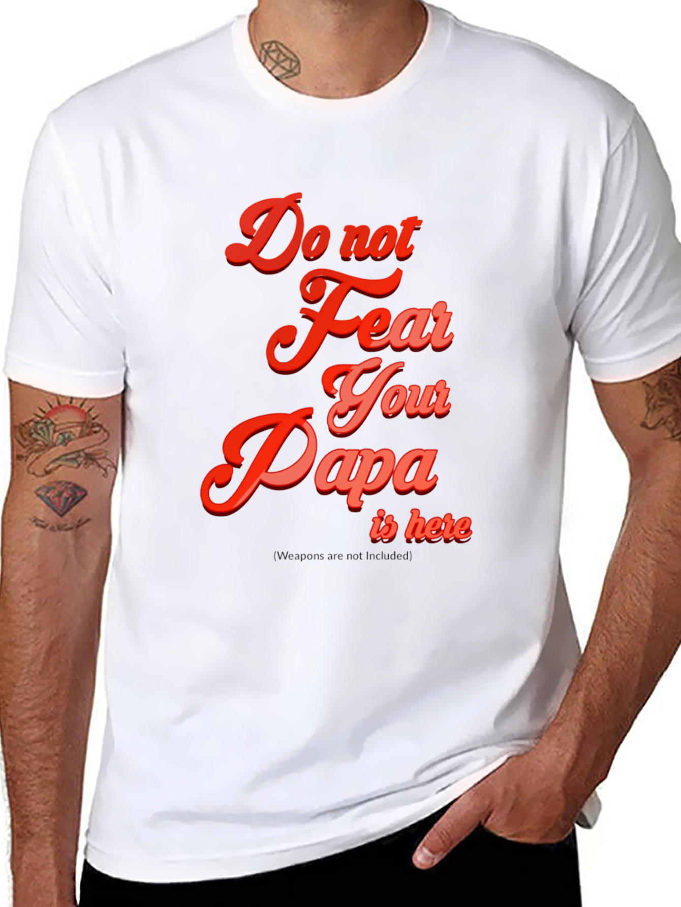 Black Do Not Fear Papa T-Shirt - Black Cotton Blend view 8