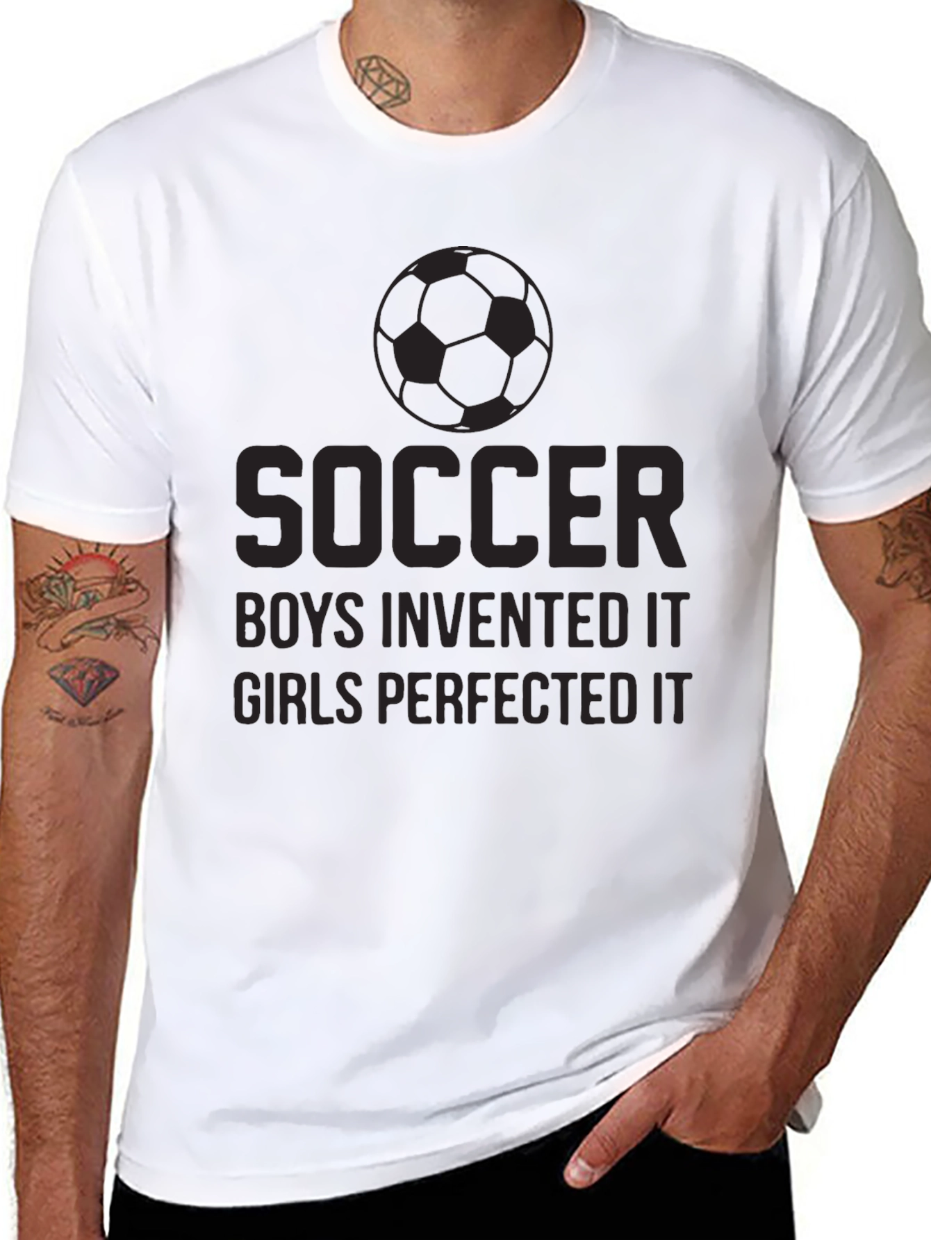 Black Soccer Boys Invented It T-Shirt view 8
