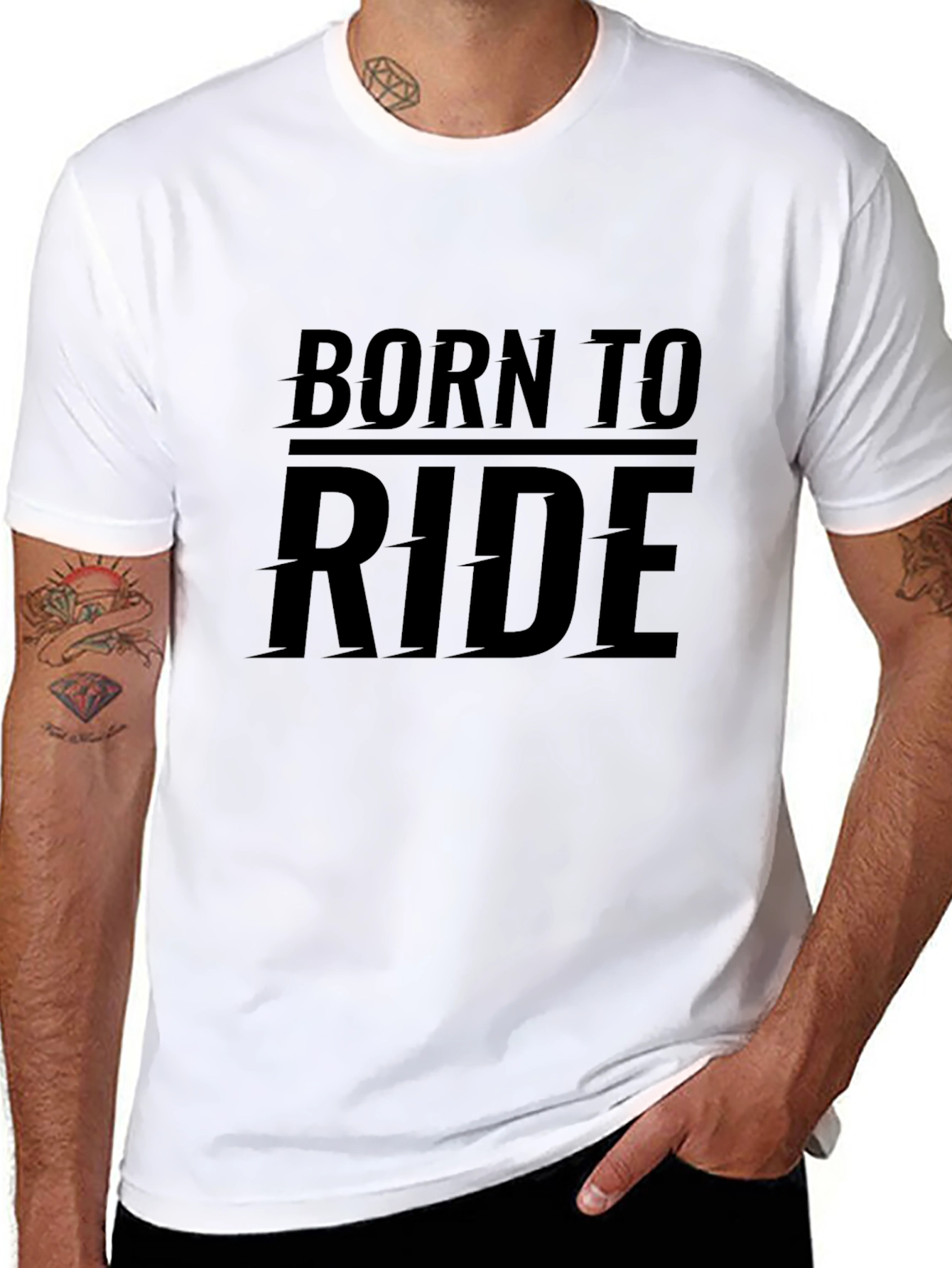 Black Born to Ride Graphic Tee - Black Cotton Comfort view 8