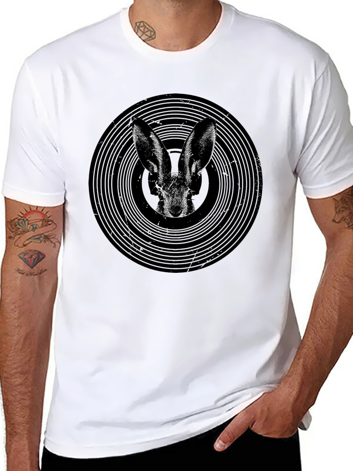 Black Hare Vinyl Graphic T-Shirt - Black view 8