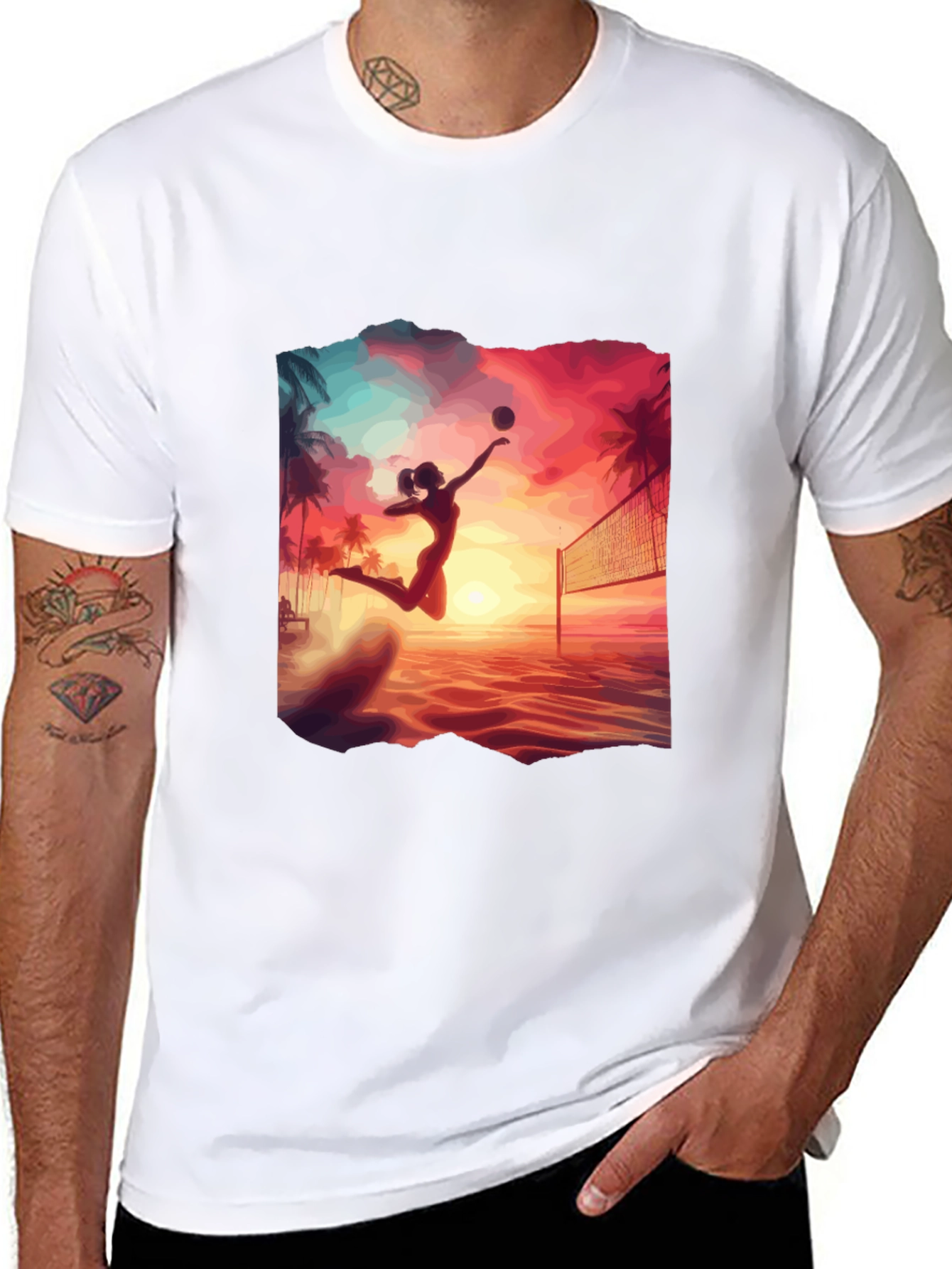 Black Sunset Volleyball T-Shirt view 8