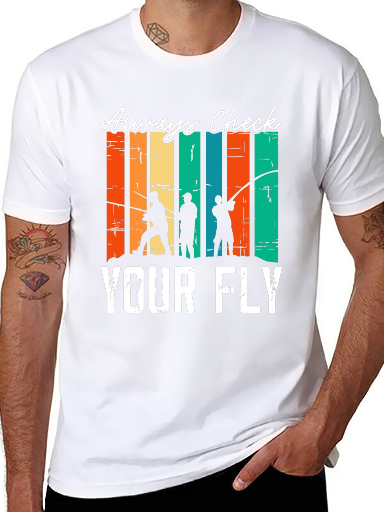 Black Always Check Your Fly Fishing T-Shirt view 8