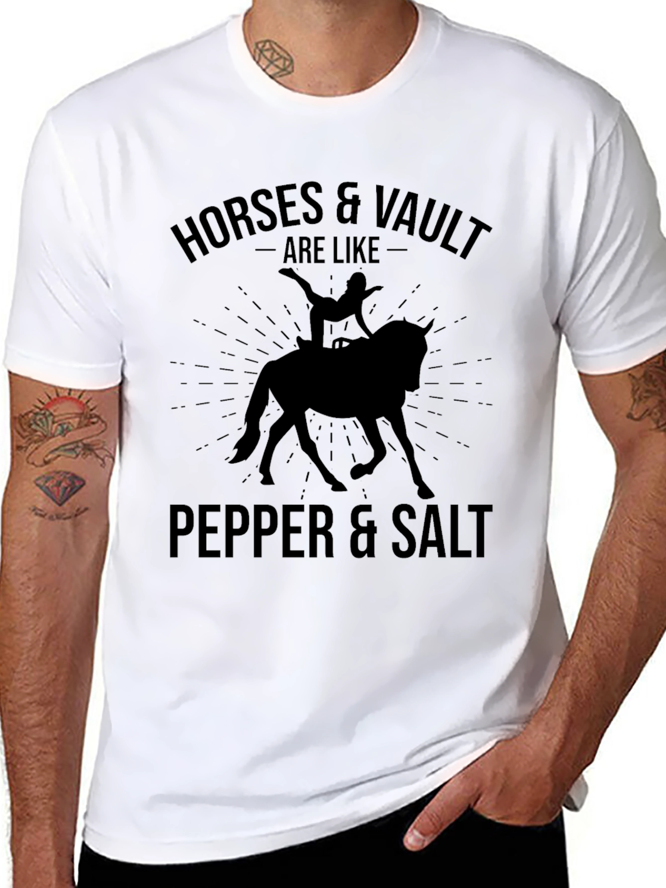 Black Horses & Vault Pepper & Salt Black T-Shirt view 8