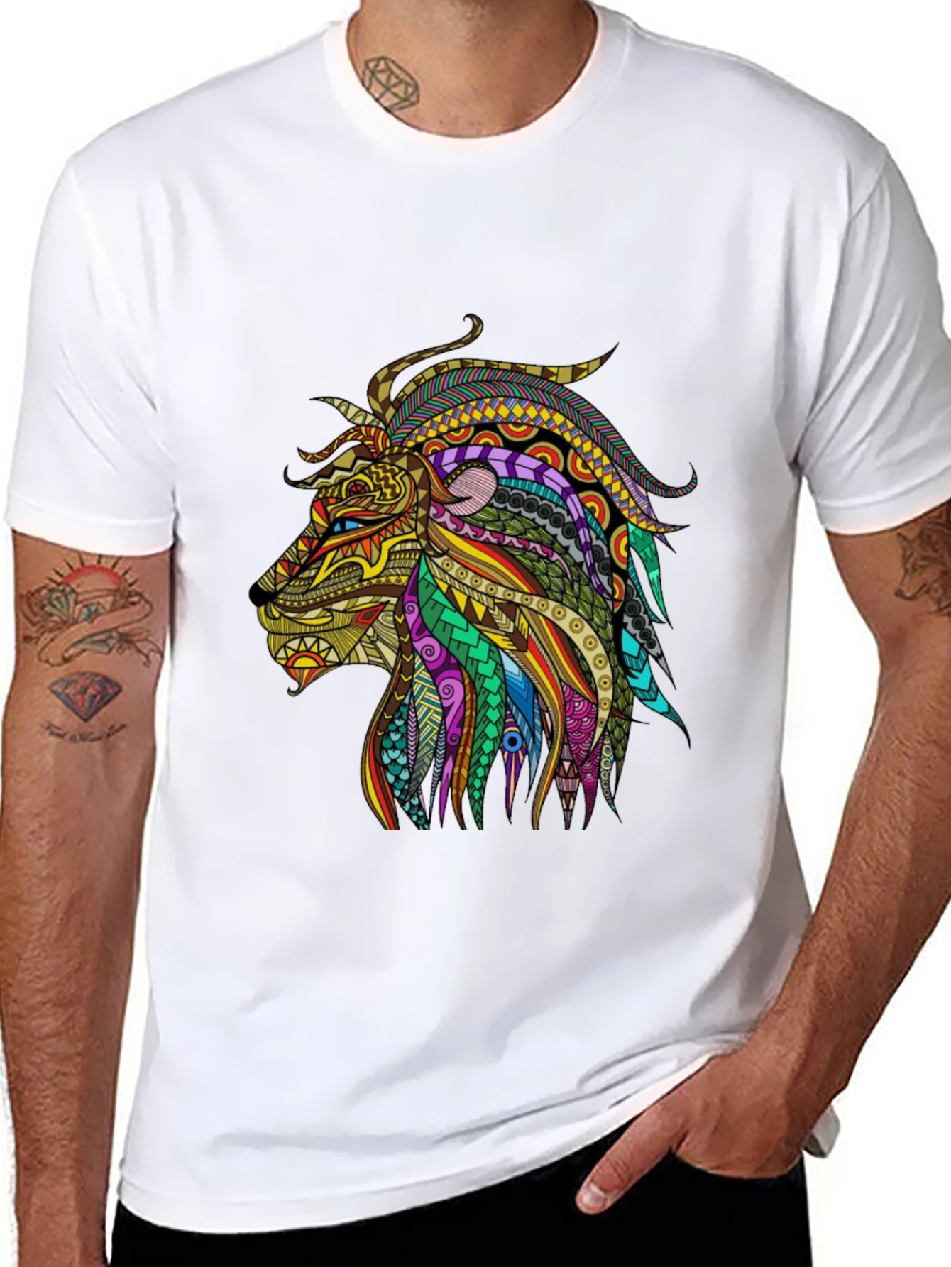 Black Lion Graphic Black T-Shirt view 8