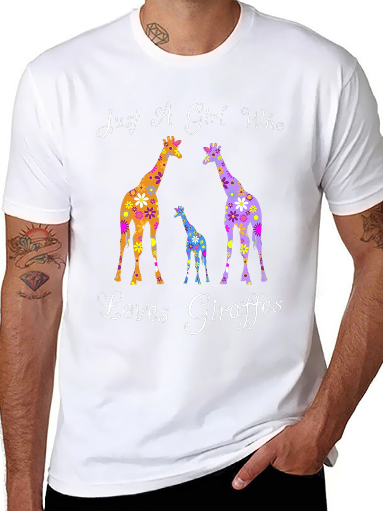 Black Giraffe Lover Graphic Tee | Women's Giraffe T-Shirt view 8