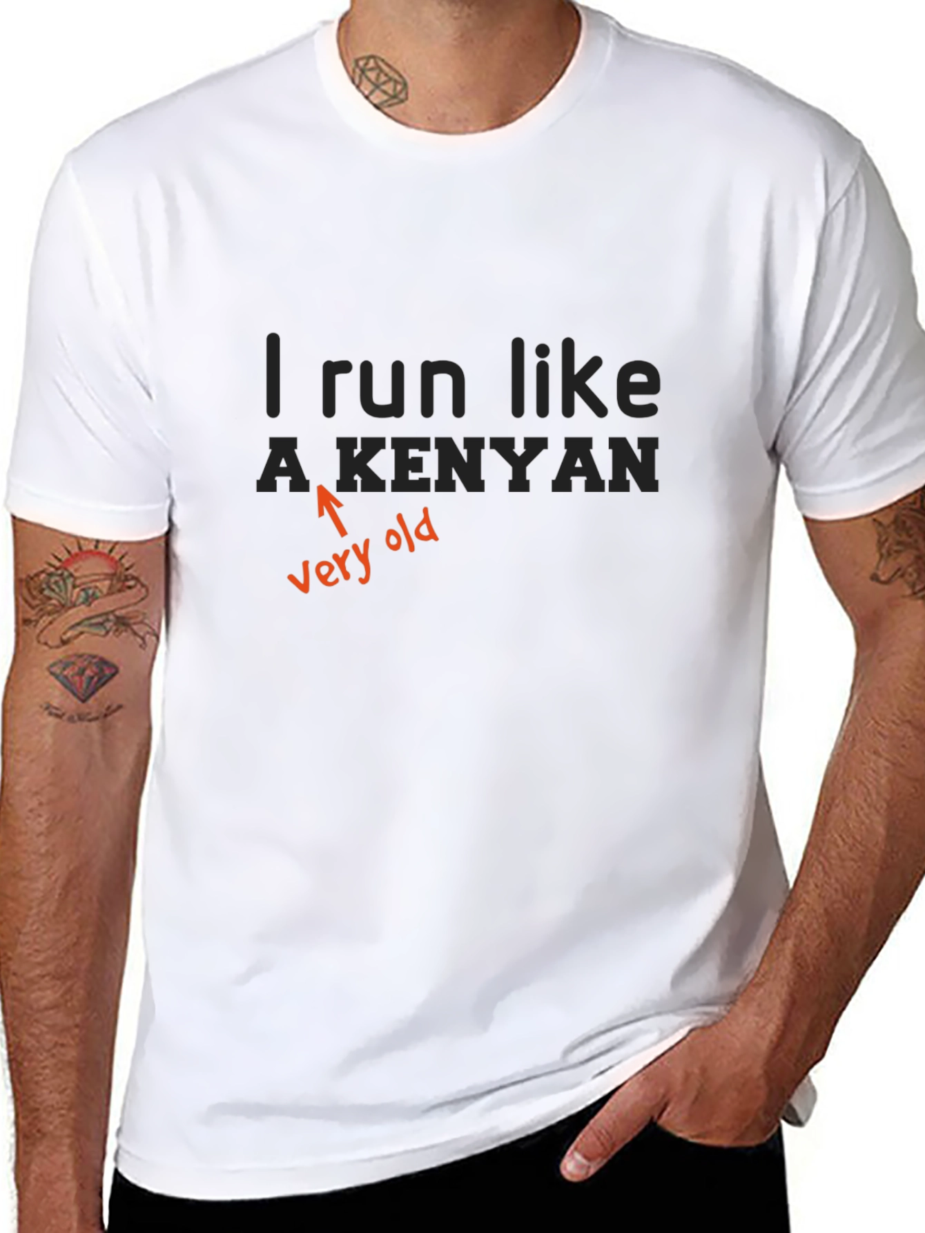 Black I Run Like a Kenyan Very Old T-Shirt view 8