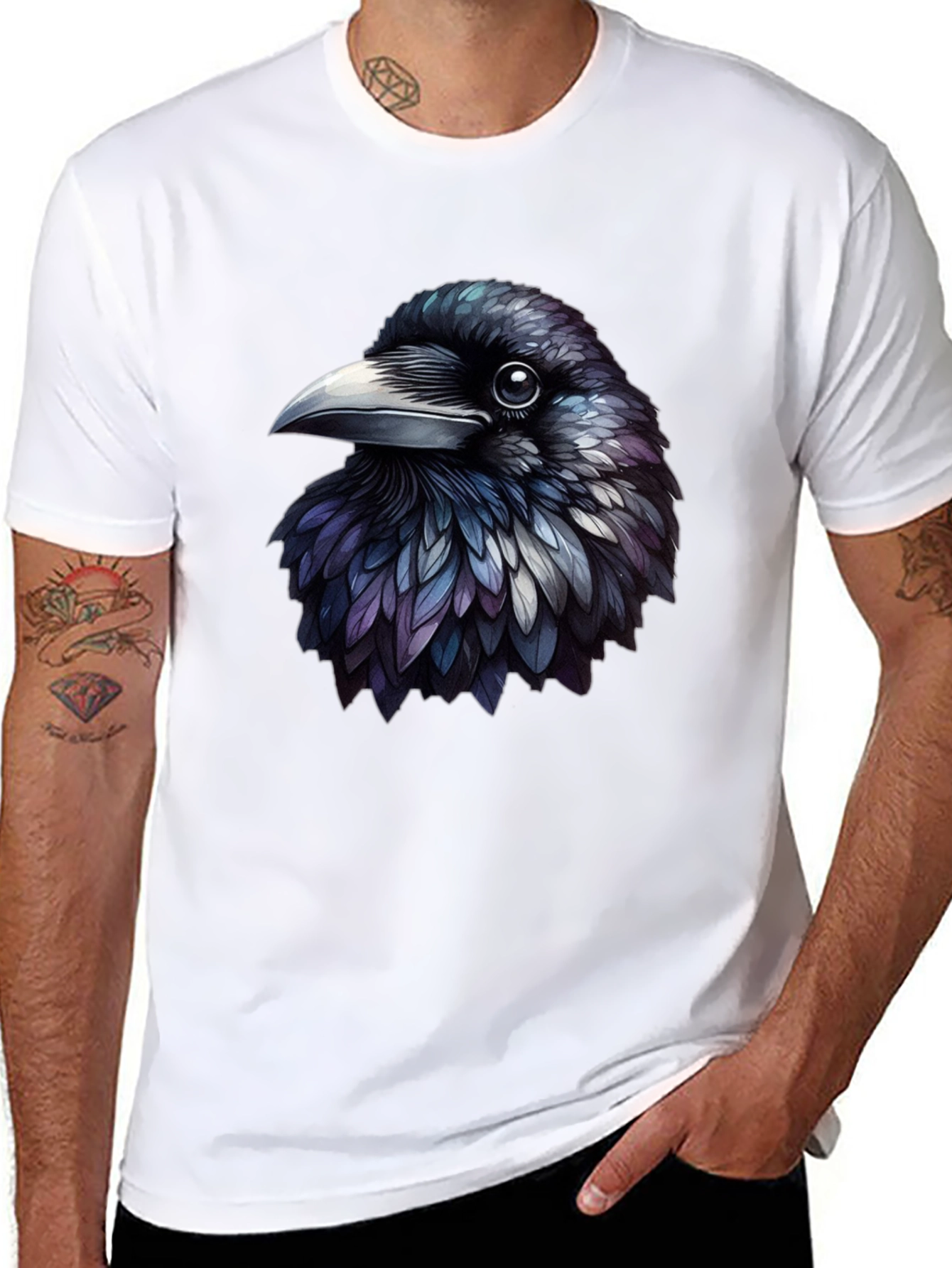 Black Raven Graphic Tee - Unique Bird Design view 8