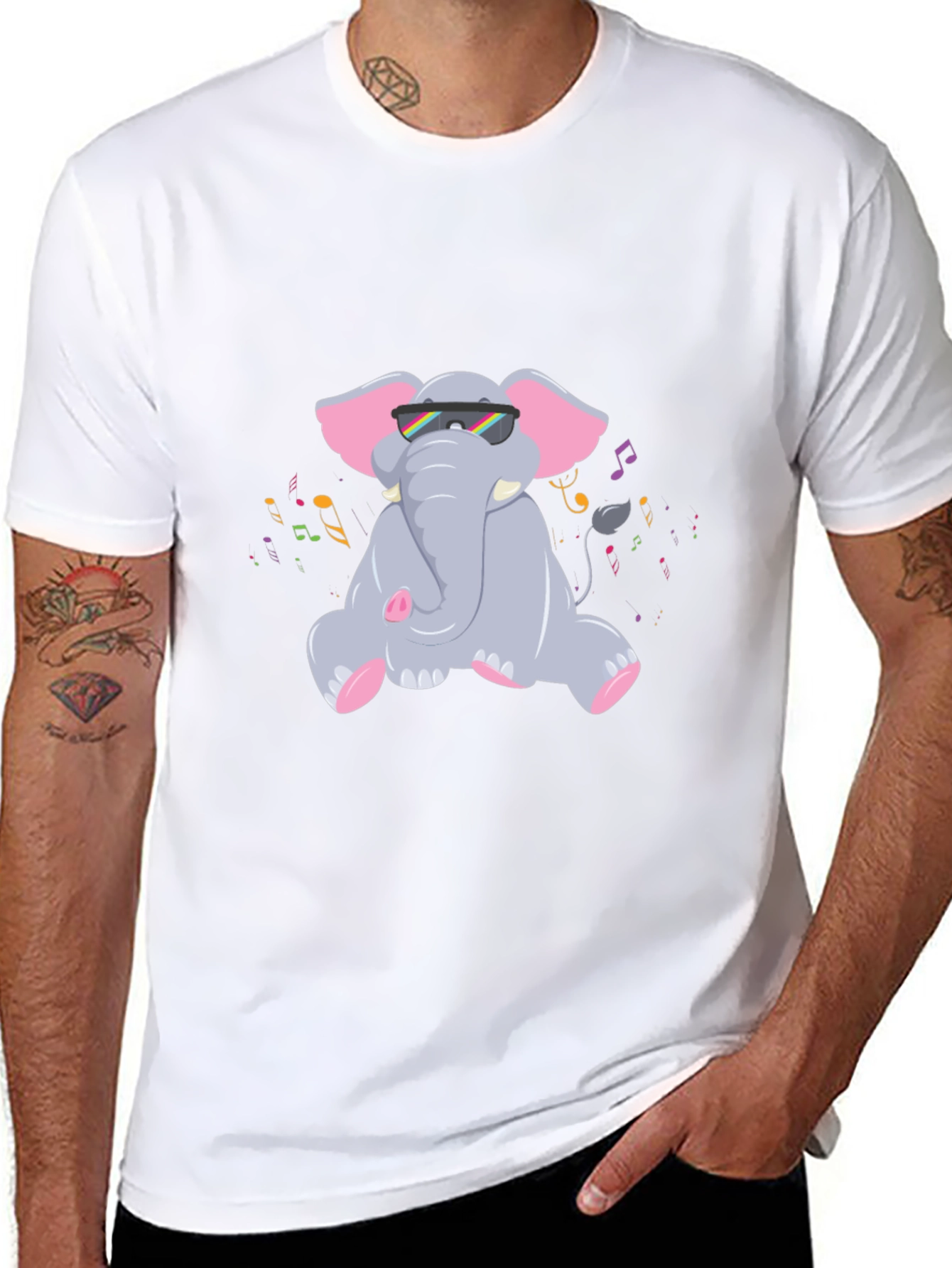 Black Cool Elephant Graphic Tee view 8