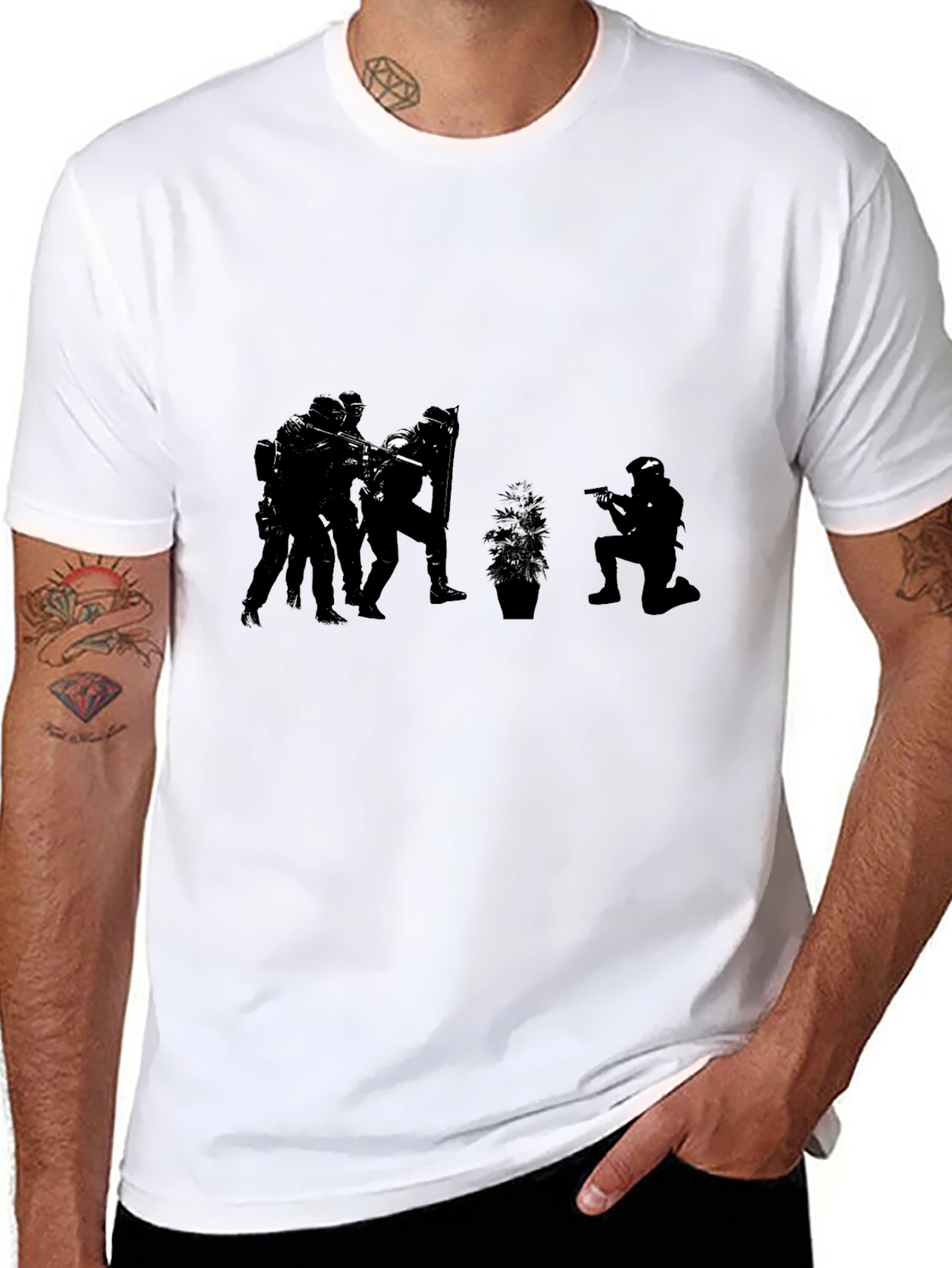 Black Tactical Squad Black Graphic T-Shirt view 8