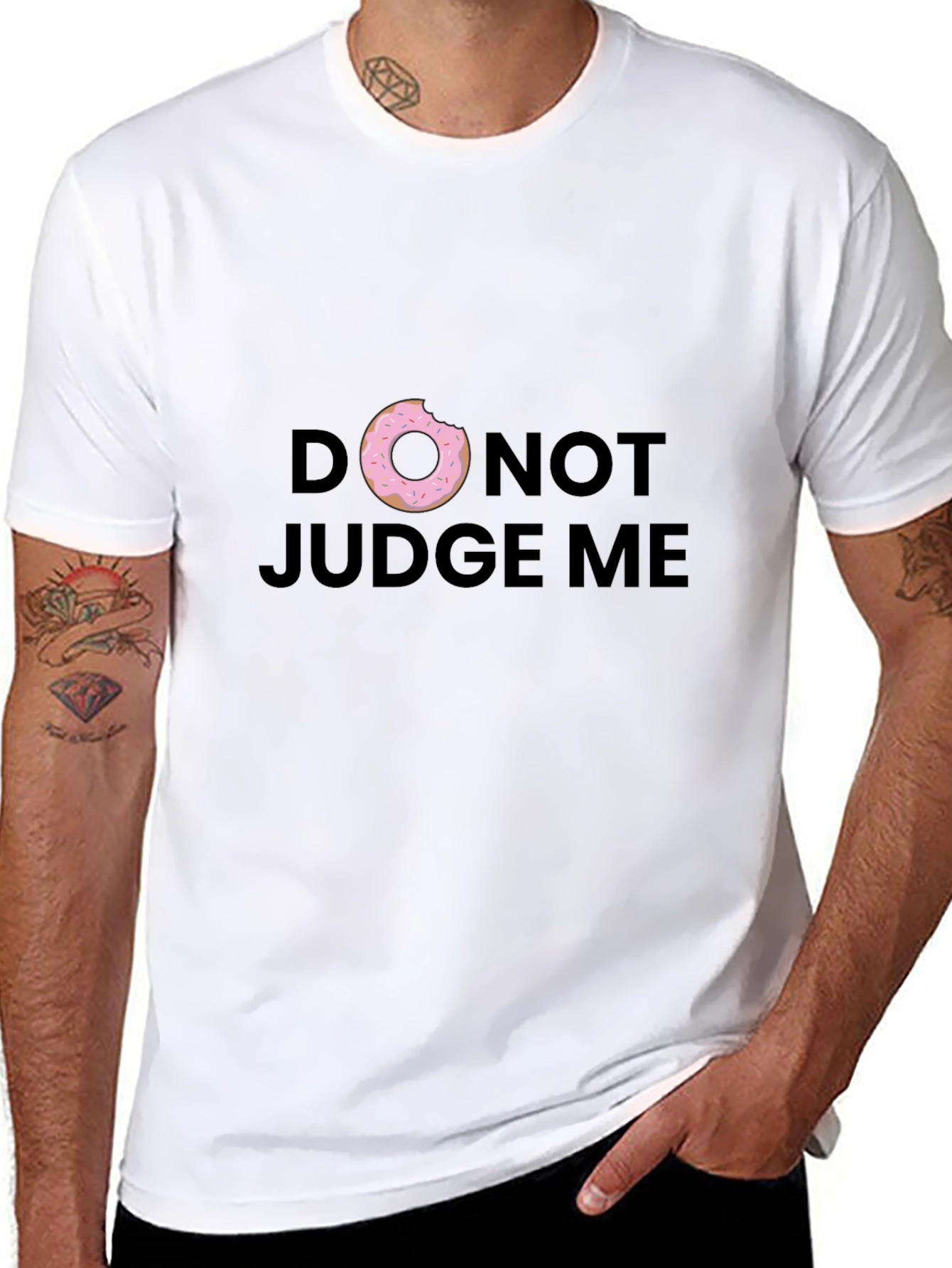 Black Donut Judge Me Graphic Tee - Black Cotton T-Shirt view 8