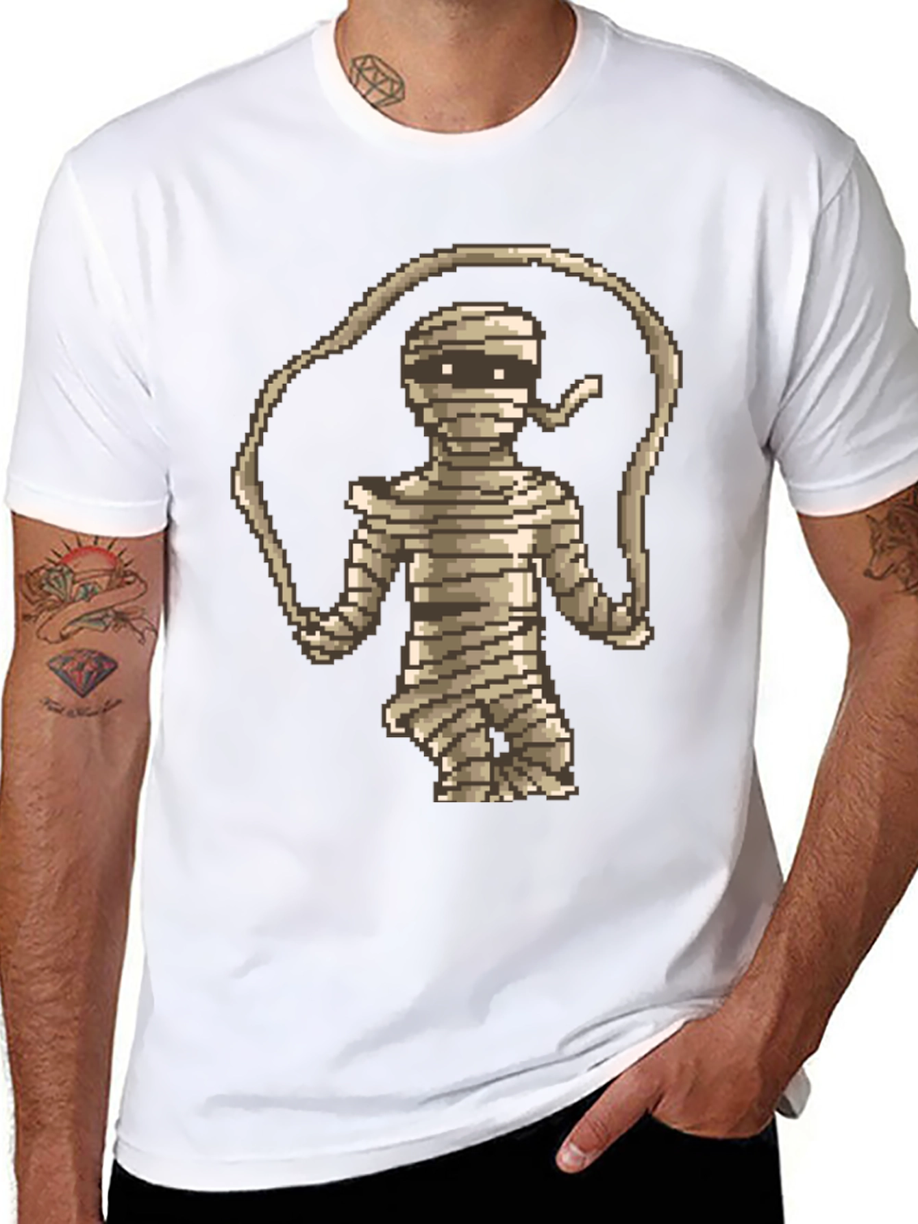 Black Pixel Mummy T-Shirt - Retro Gaming Style view 8