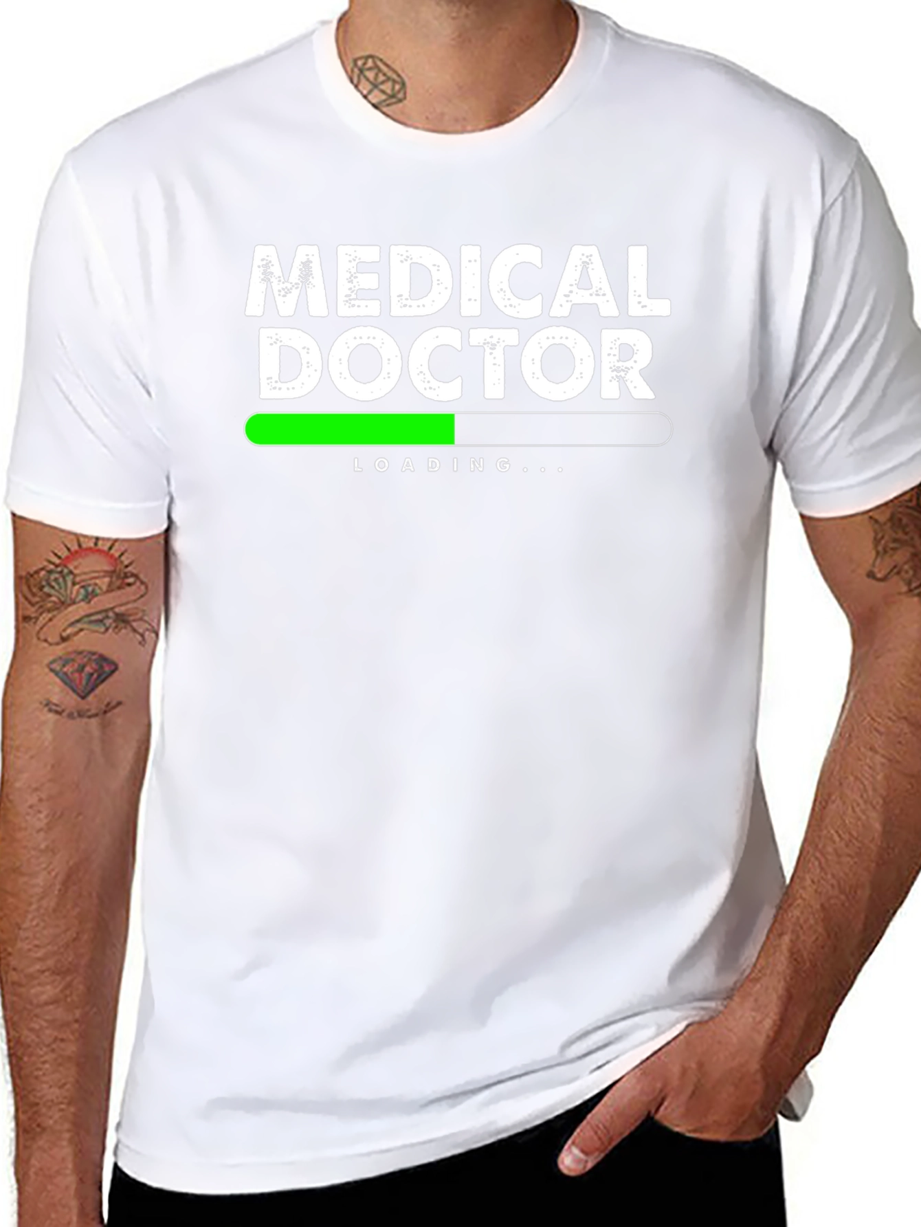 Black Medical Doctor Loading Black T-Shirt view 8