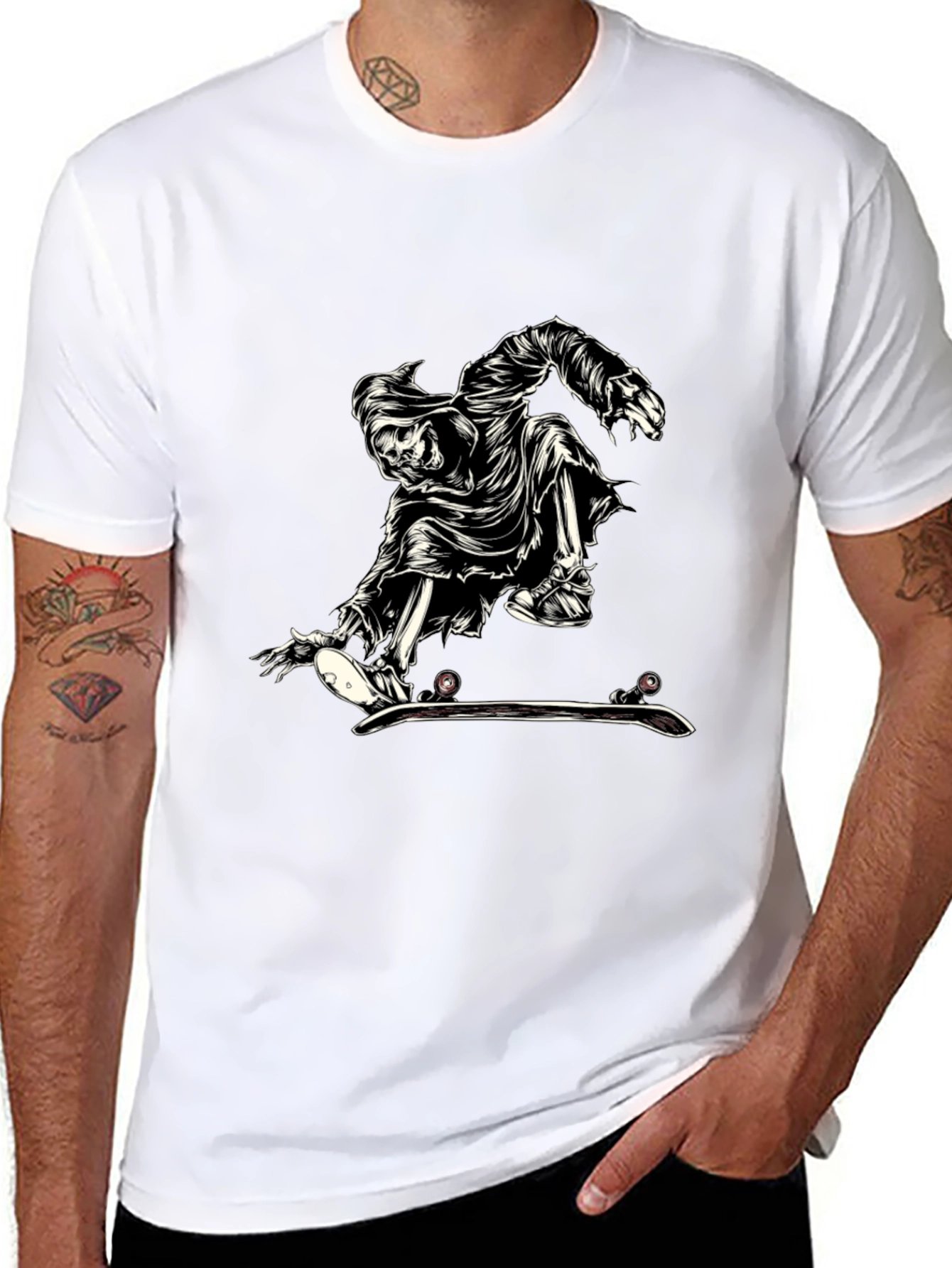 Black Grim Reaper Skate T-Shirt - Black view 8