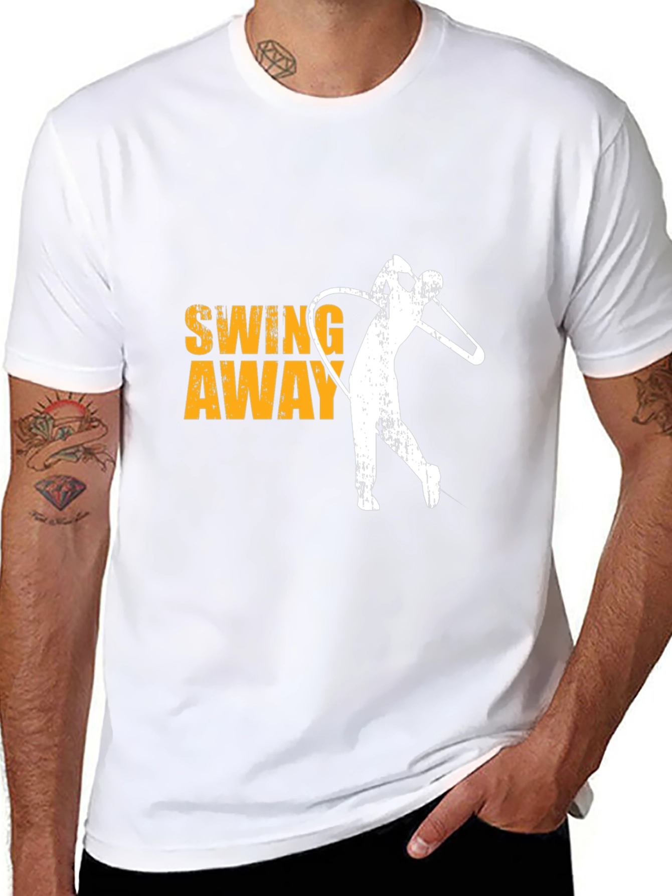 Black Golf Swing Away Tee - Black Cotton Graphic T-Shirt view 8
