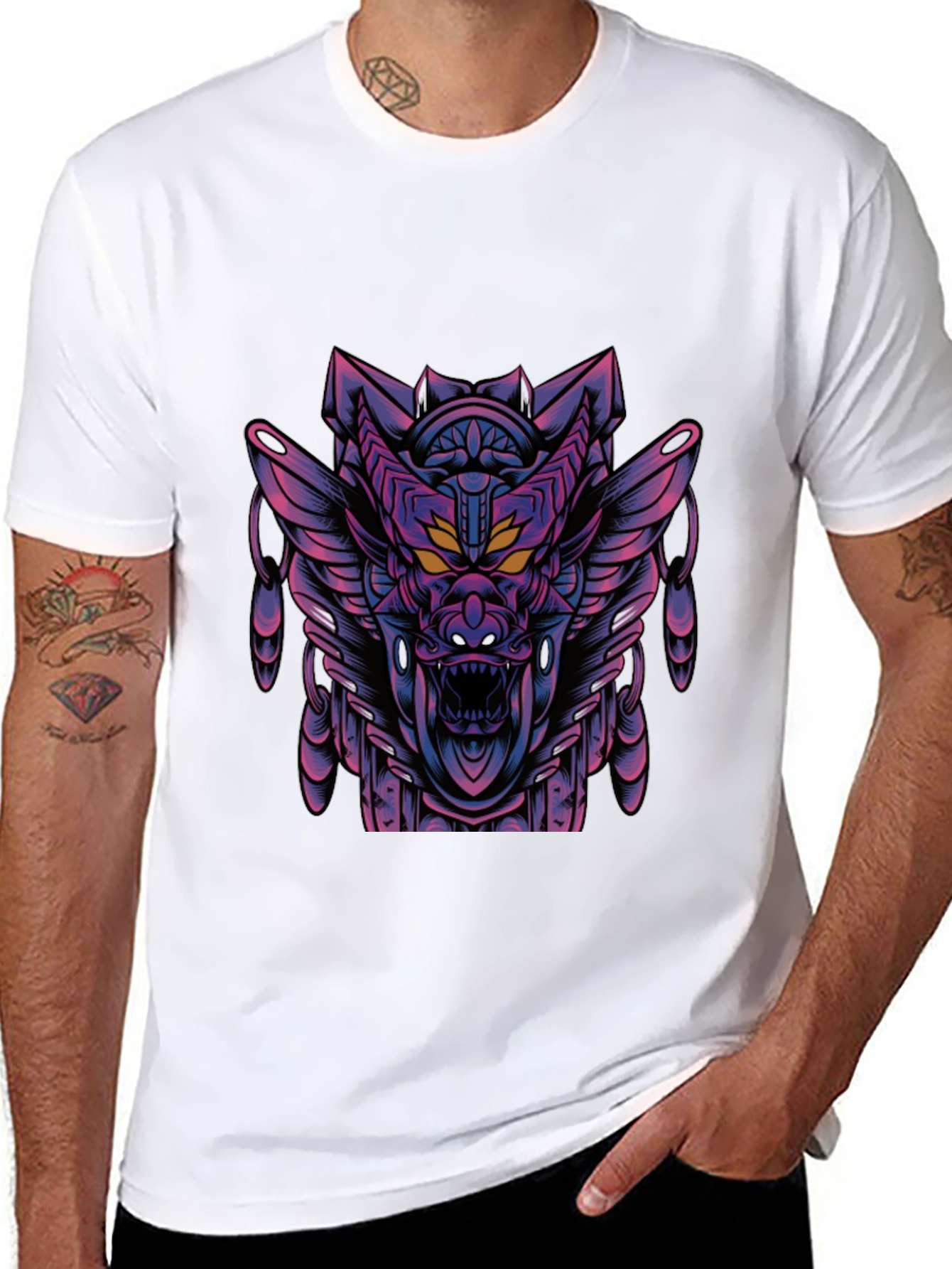 Black Cyberpunk Dragon Graphic Tee - Dark Style view 8