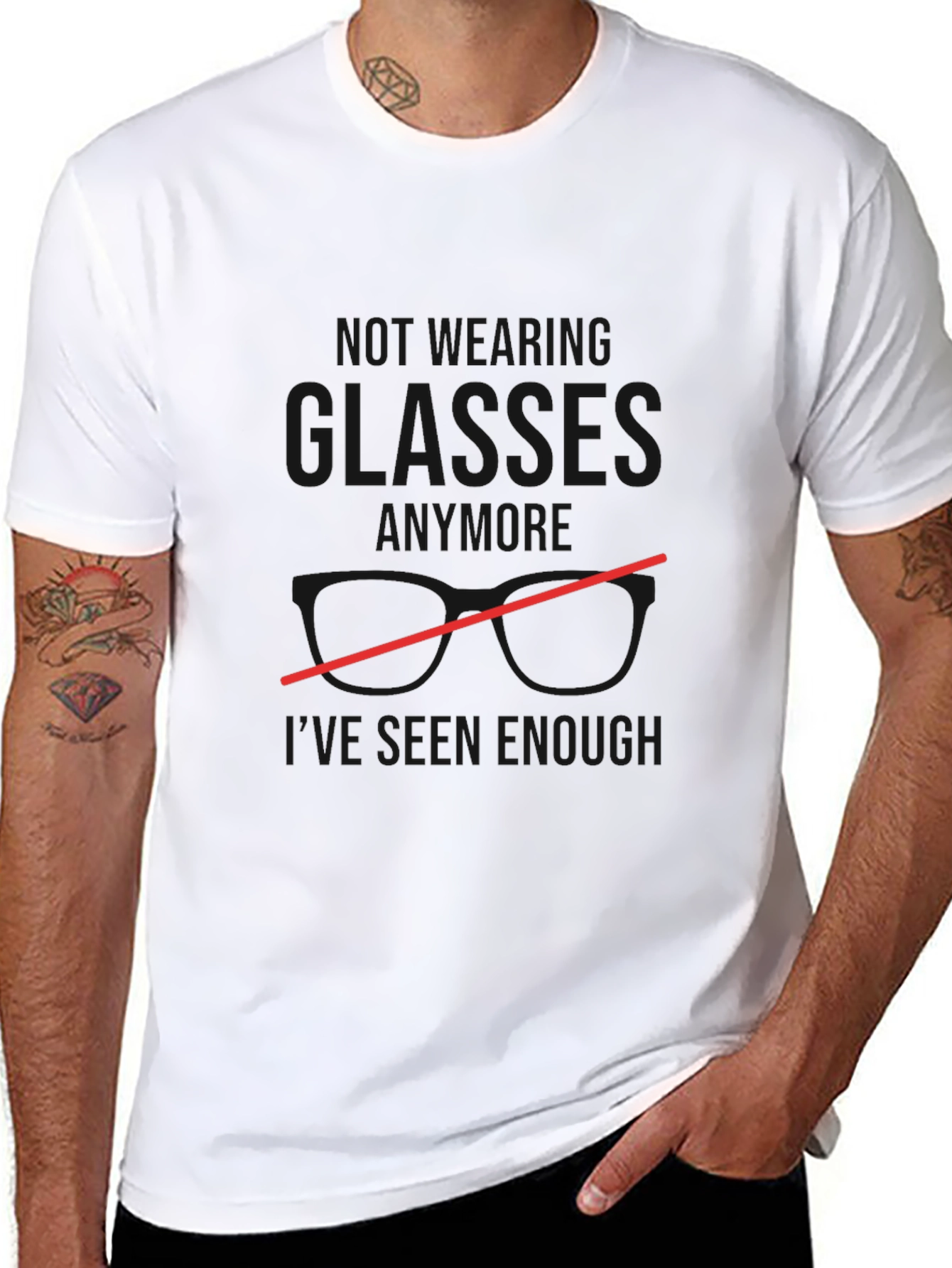 Black Funny "Wearing Glasses" Graphic Tee for Men view 8