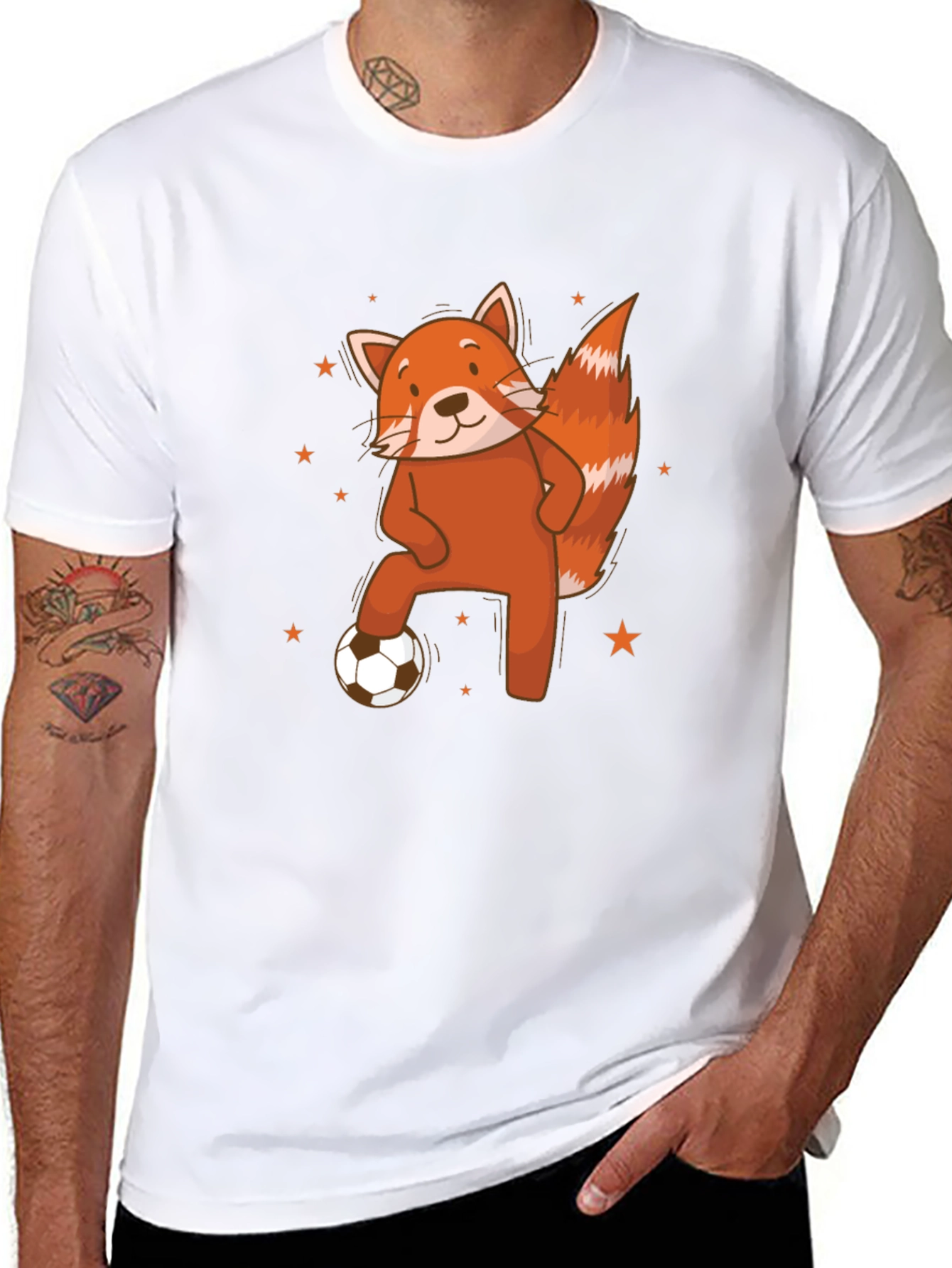 Black Red Panda Soccer T-Shirt - Cute Animal Tee view 8