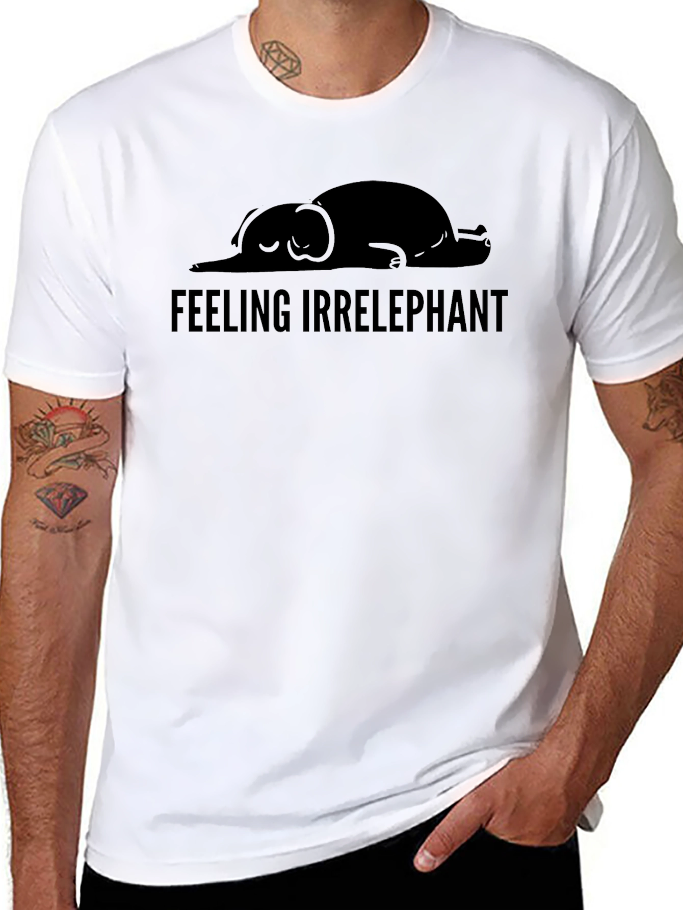Black Feeling Irrelephant T-Shirt - Funny Graphic Tee view 8