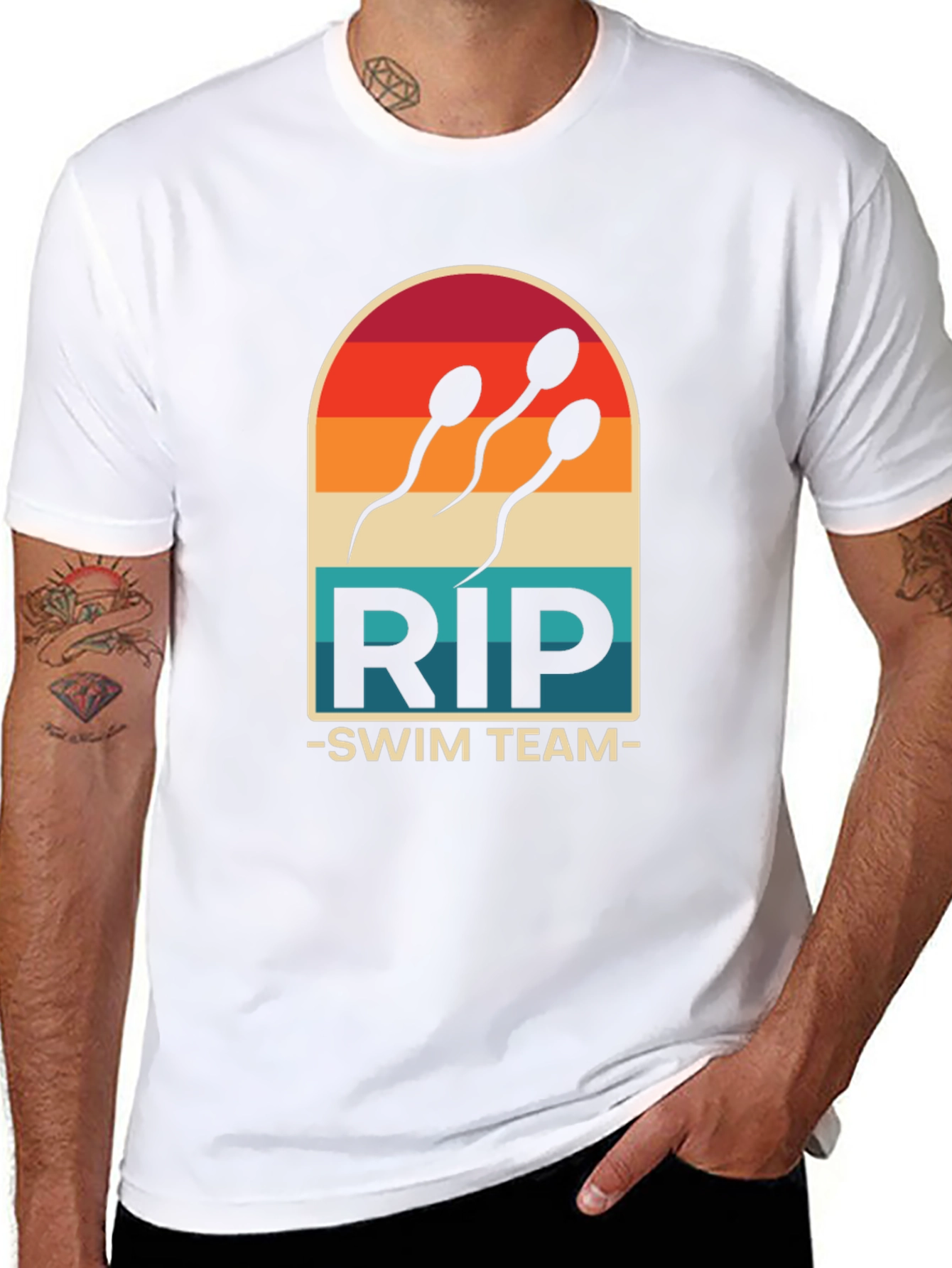 Black RIP Swim Team T-Shirt - Funny Sperm Design Tee view 8
