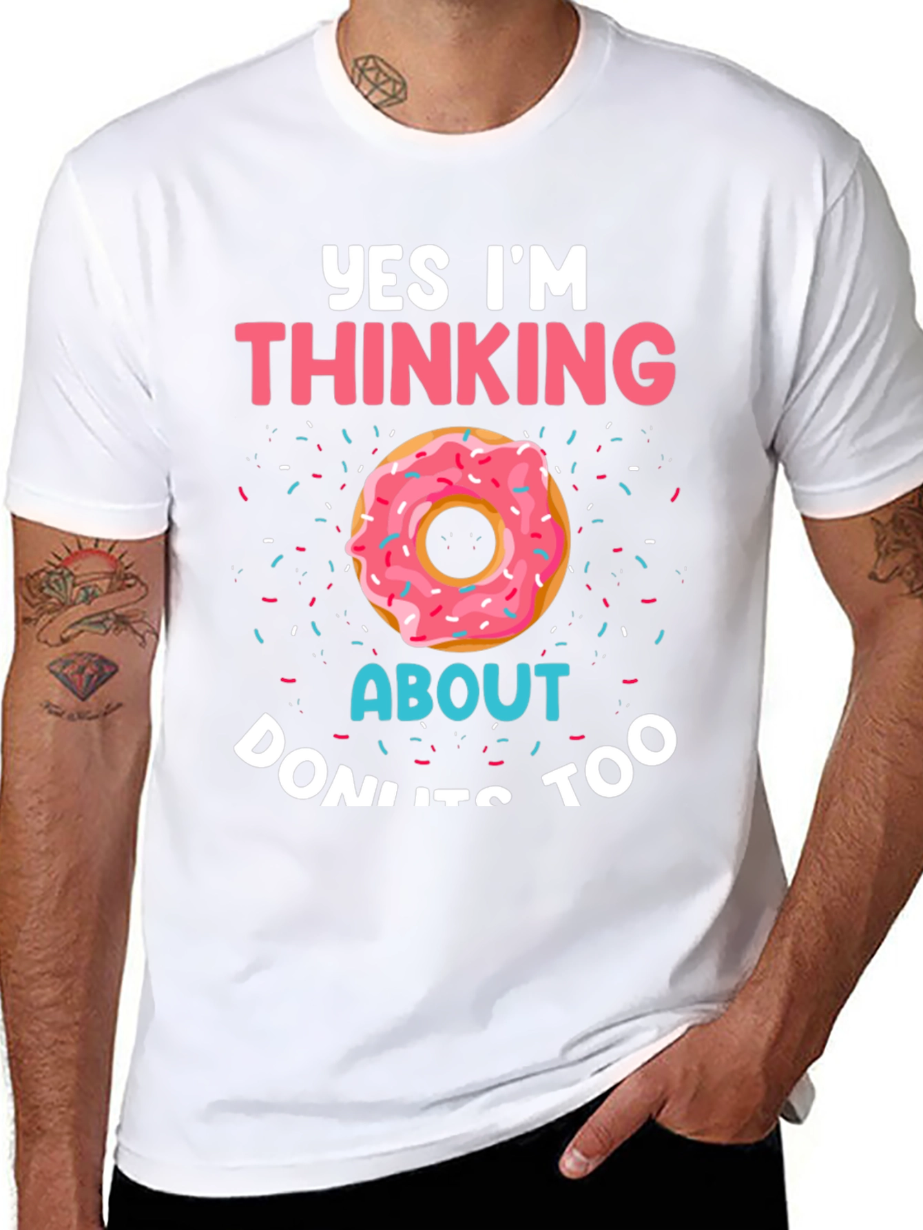 Black Yes, I'm Thinking About Donuts T-Shirt view 8